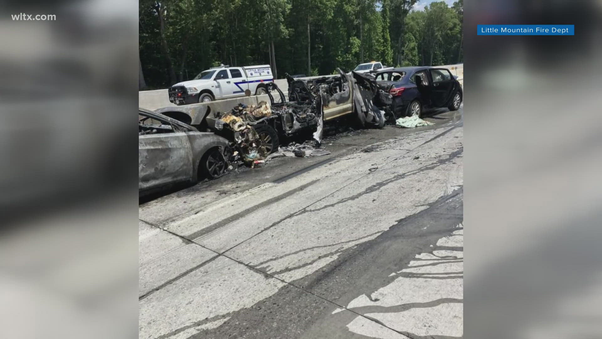 An accident involving several cars on I-26 and a brush fire is responsible for a major traffic jam on Friday afternoon.