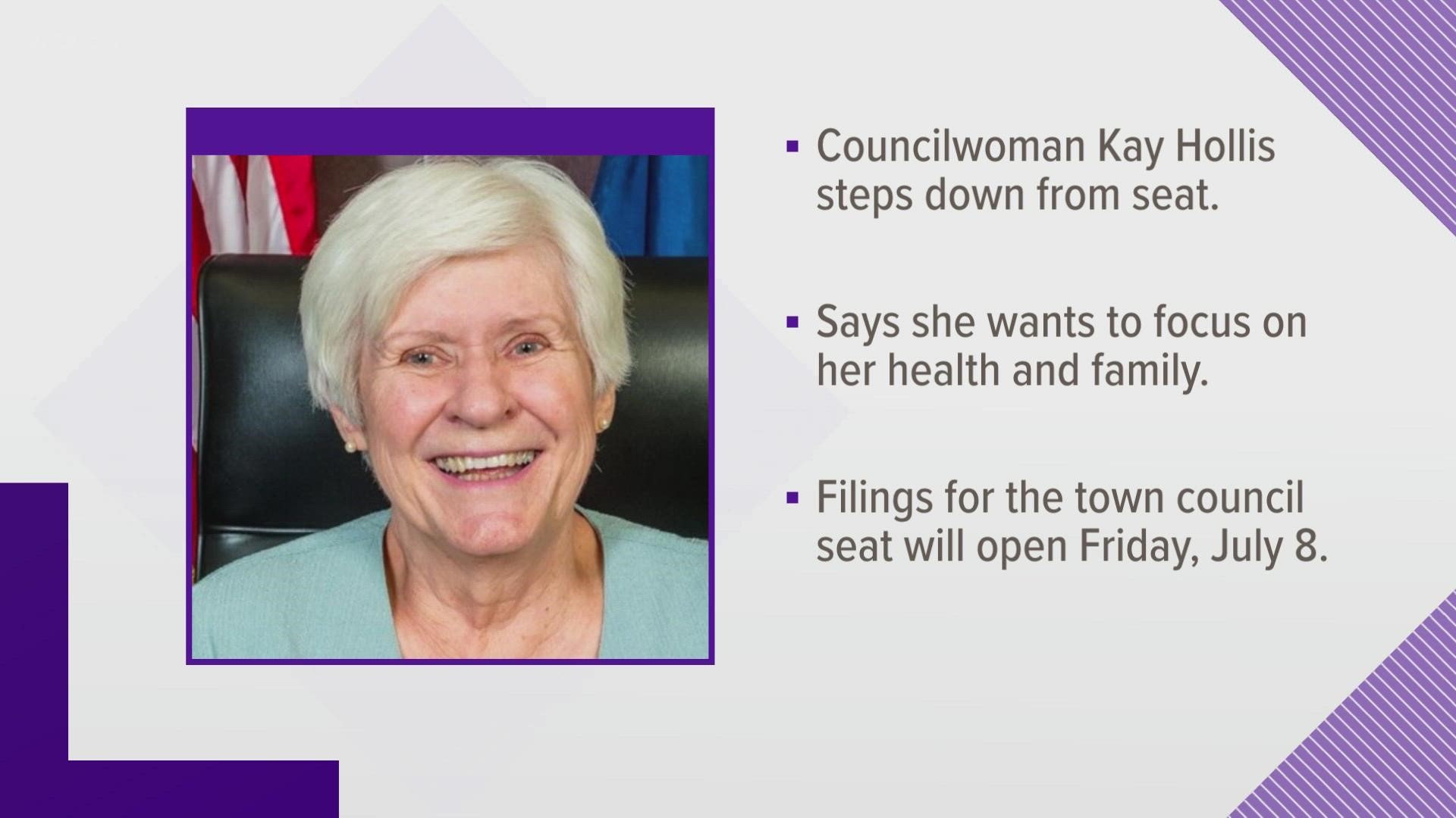 Kay Hollis is stepping down from Chapin Town Council