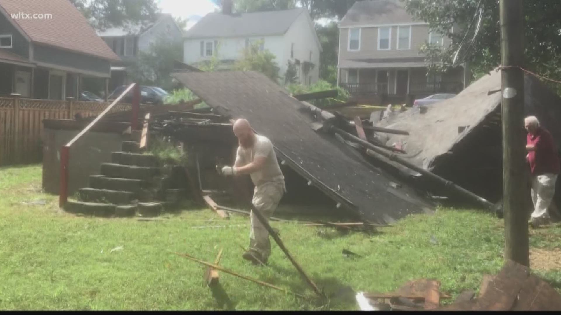 A mill home that was under renovation on Oliver Street in West Columbia was knocked over by Tropical Storm Michael 