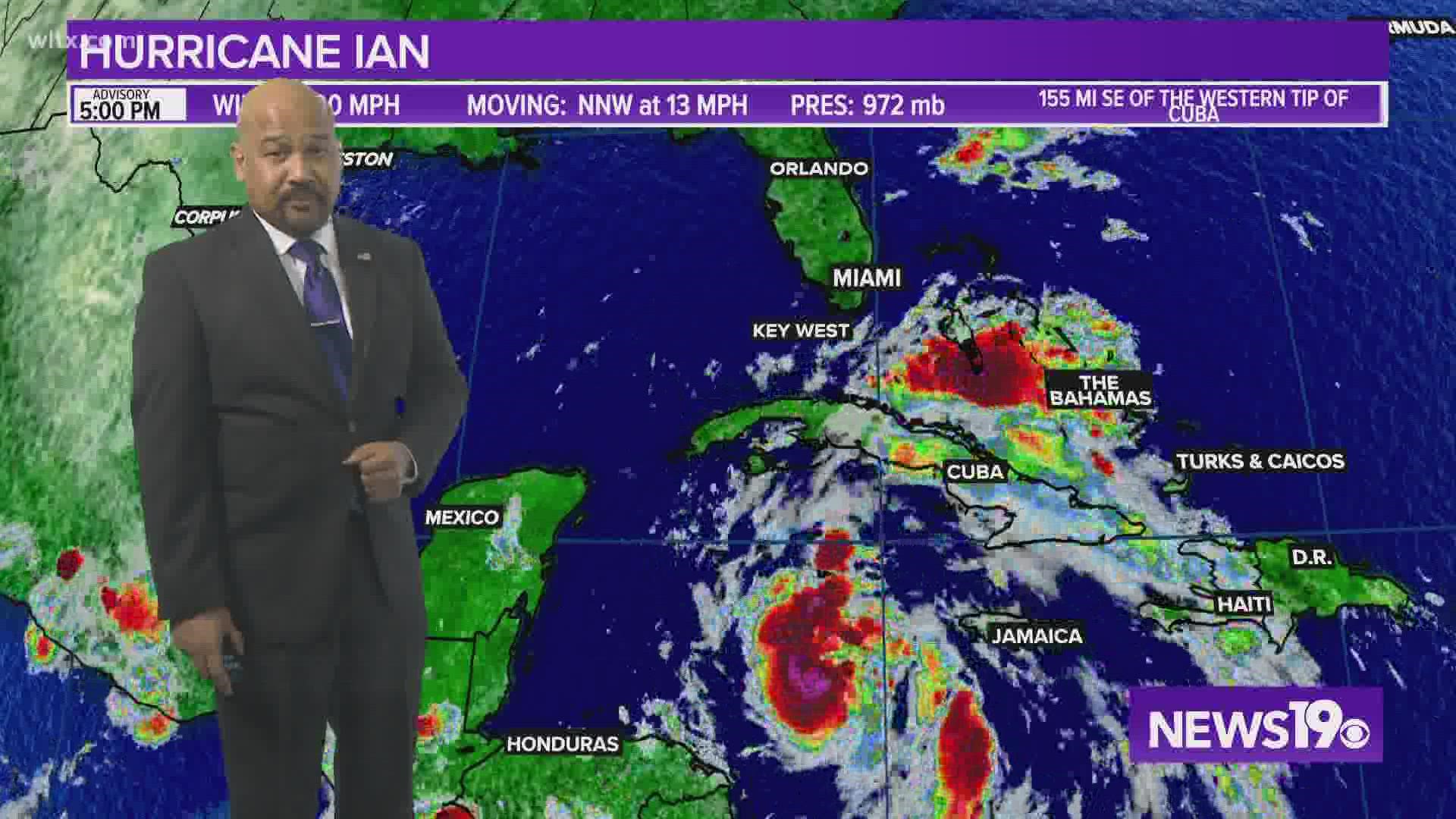 Tracking Hurricane Ian as it heads to Florida and potentially bringing heavy rainfall to The Midlands.