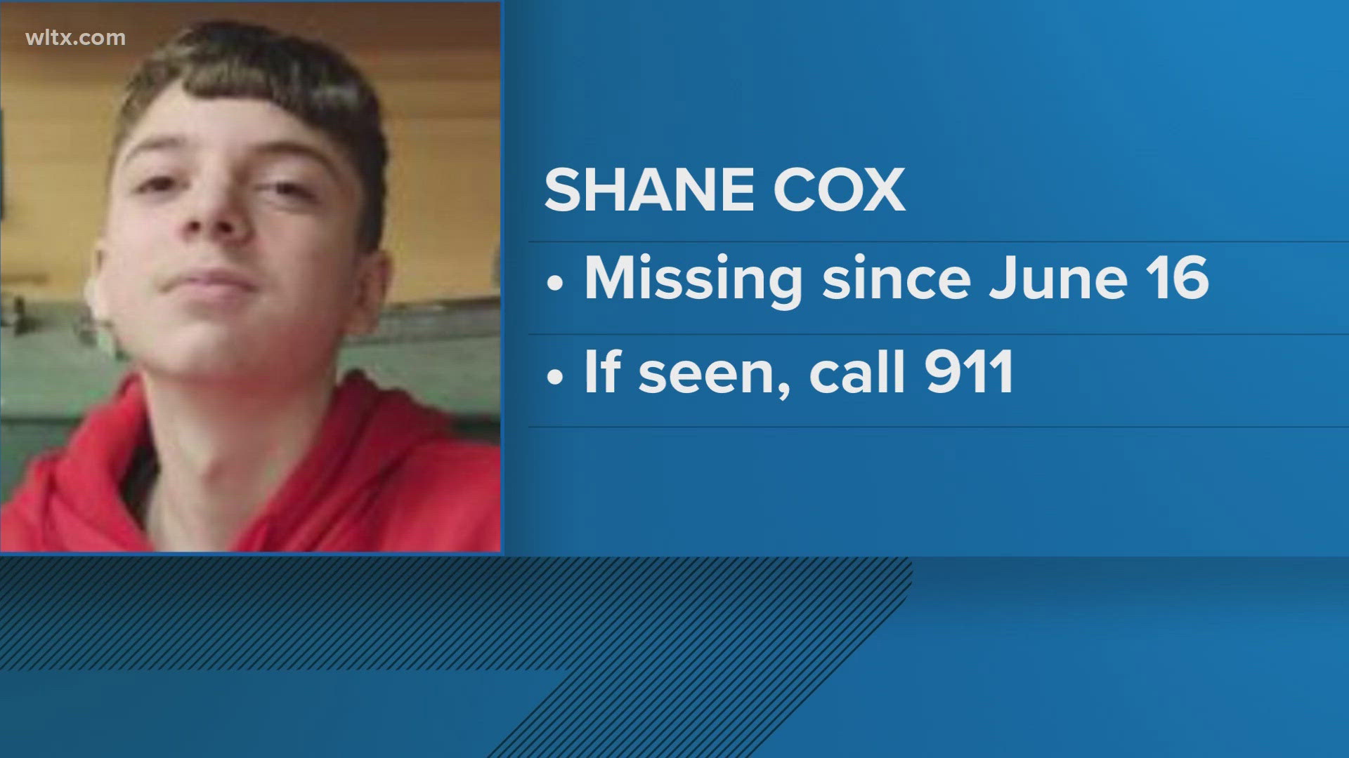 Shane Cox was last seen on June 16 when he walked away from his home on Truluck road in Sumter.