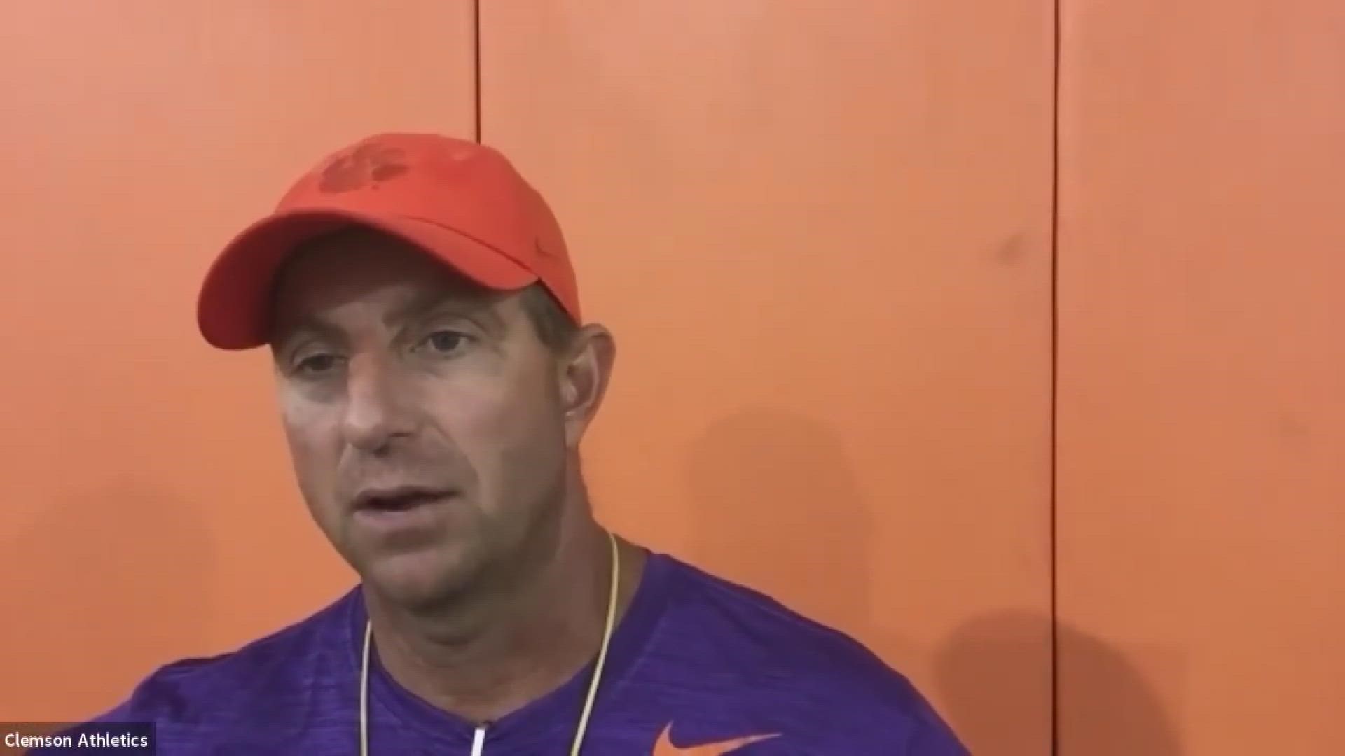 Clemson head football coach Dabo Swinney recaps Saturday's scrimmage and how the offense and defense looked in Tuesday's practice.