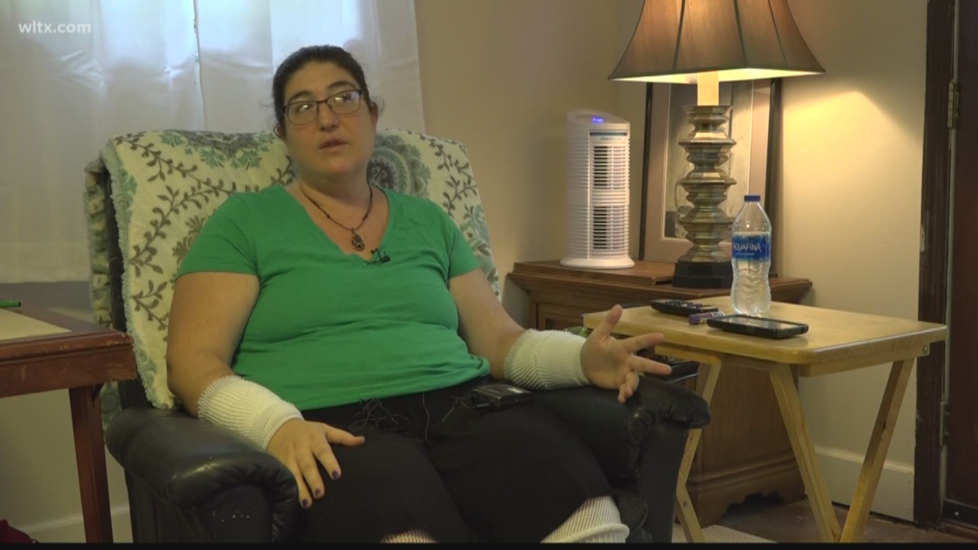 A woman who suffered injuries when a firework hit her on the fourth of July after a six week stay at the Augusta Burn Center she is back home. 