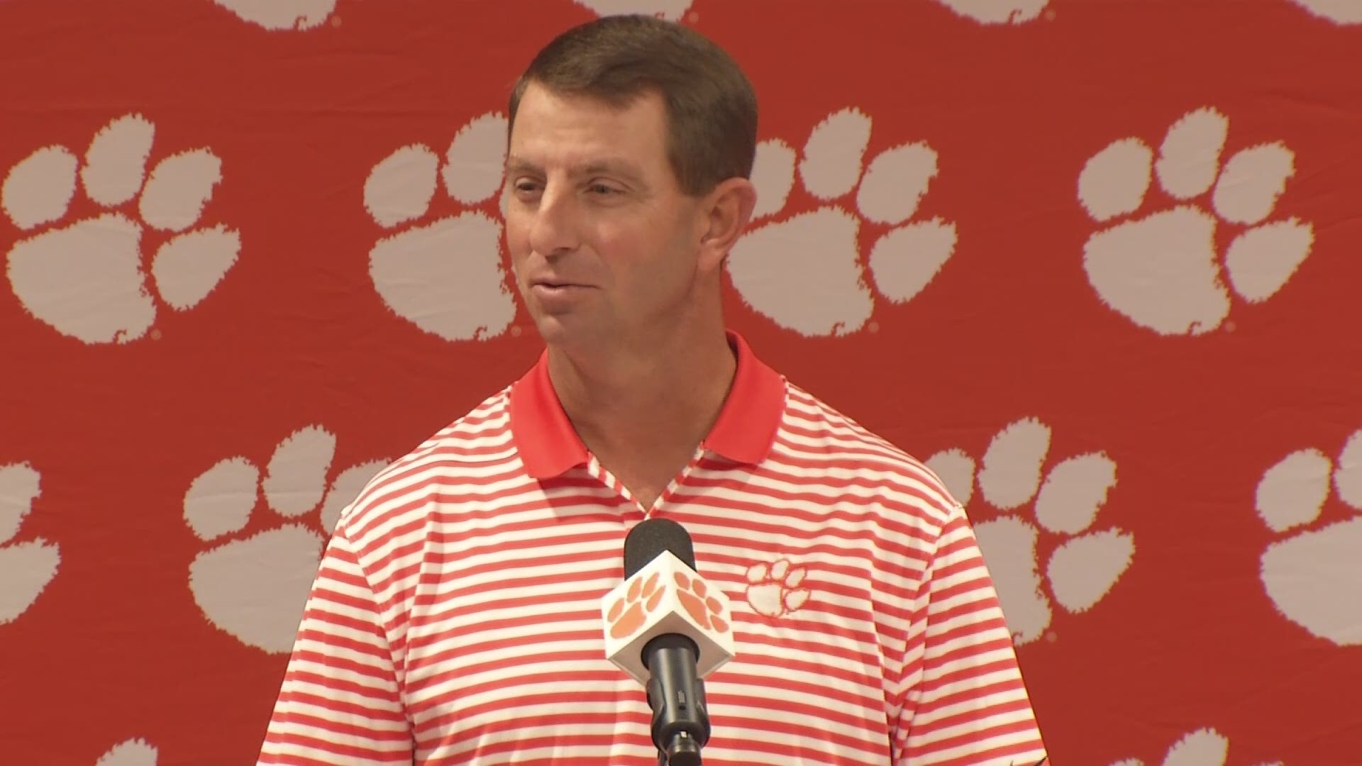 Clemson head football coach Dabo Swinney brought his A-game to Tuesday's news conference for Georgia Tech.