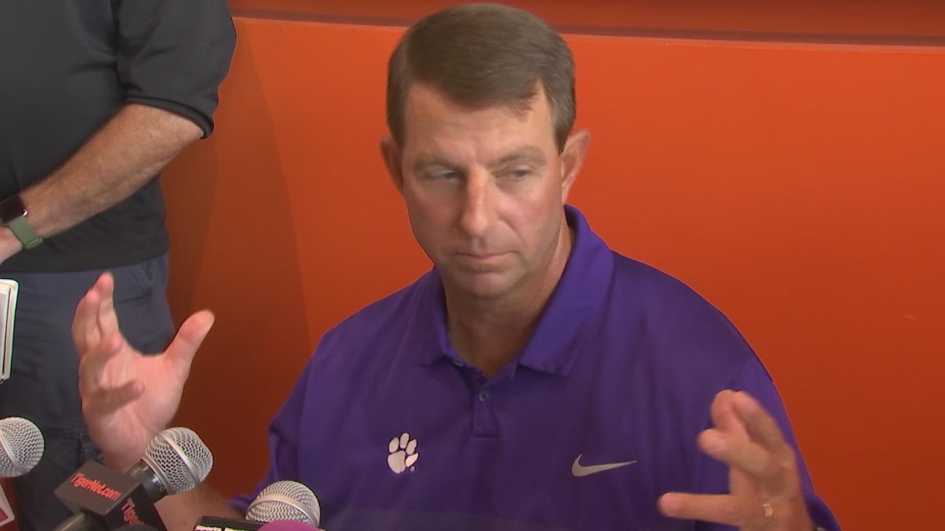 Clemson head football coach Dabo Swinney headlined Media Day in the Upstate and he was asked about the hot topic in college football - reallignment.