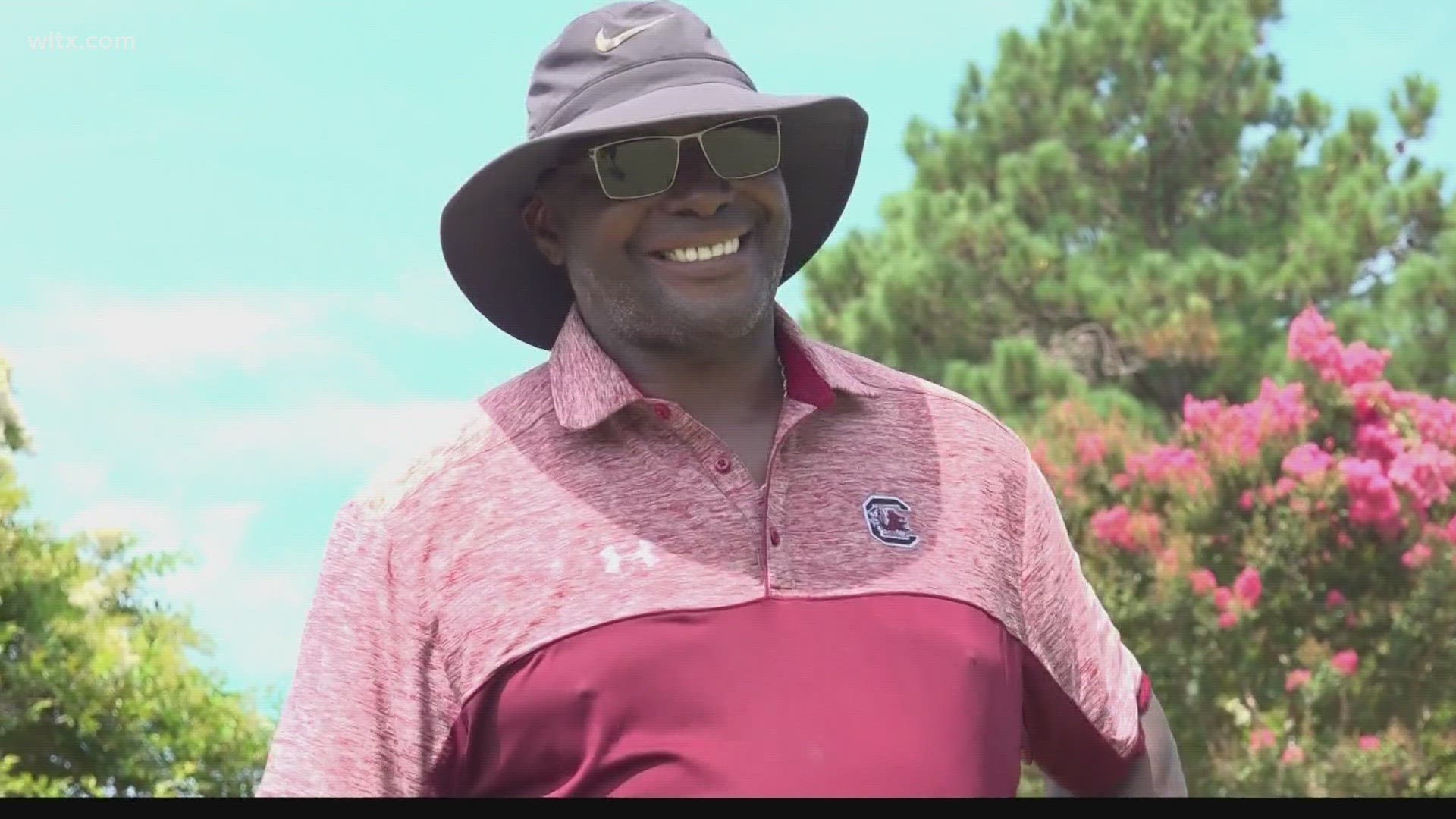 Former Gamecock and NFL wide receiver Sterling Sharpe was one of the notables competing in the "Birdies with Beamer" Media Golf Outing.