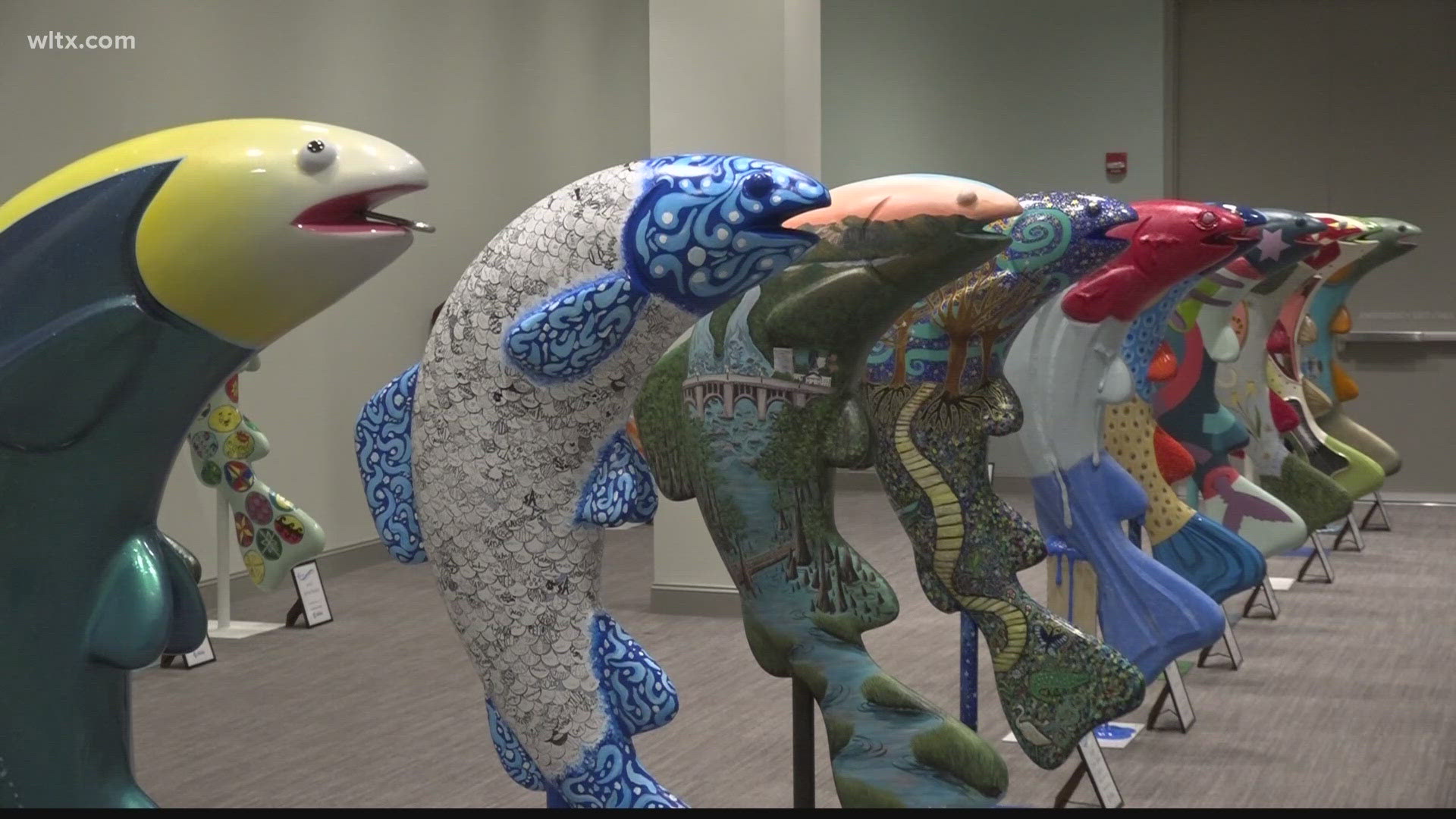 The sculptures are painted by local artists to raise money for Columbia's first public arts fund.