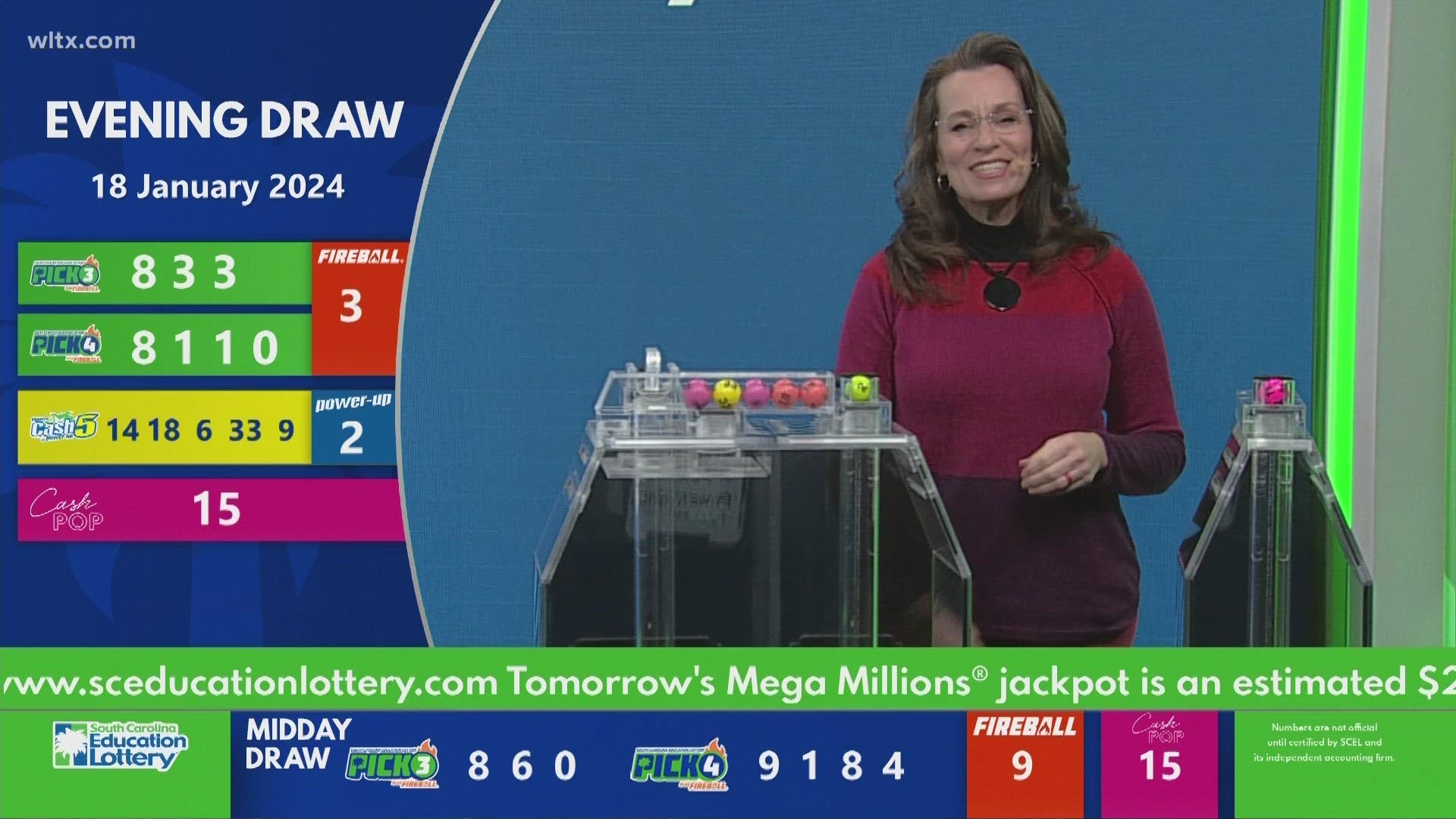 Here are the SC evening winning lottery numbers for January 18m 2024.