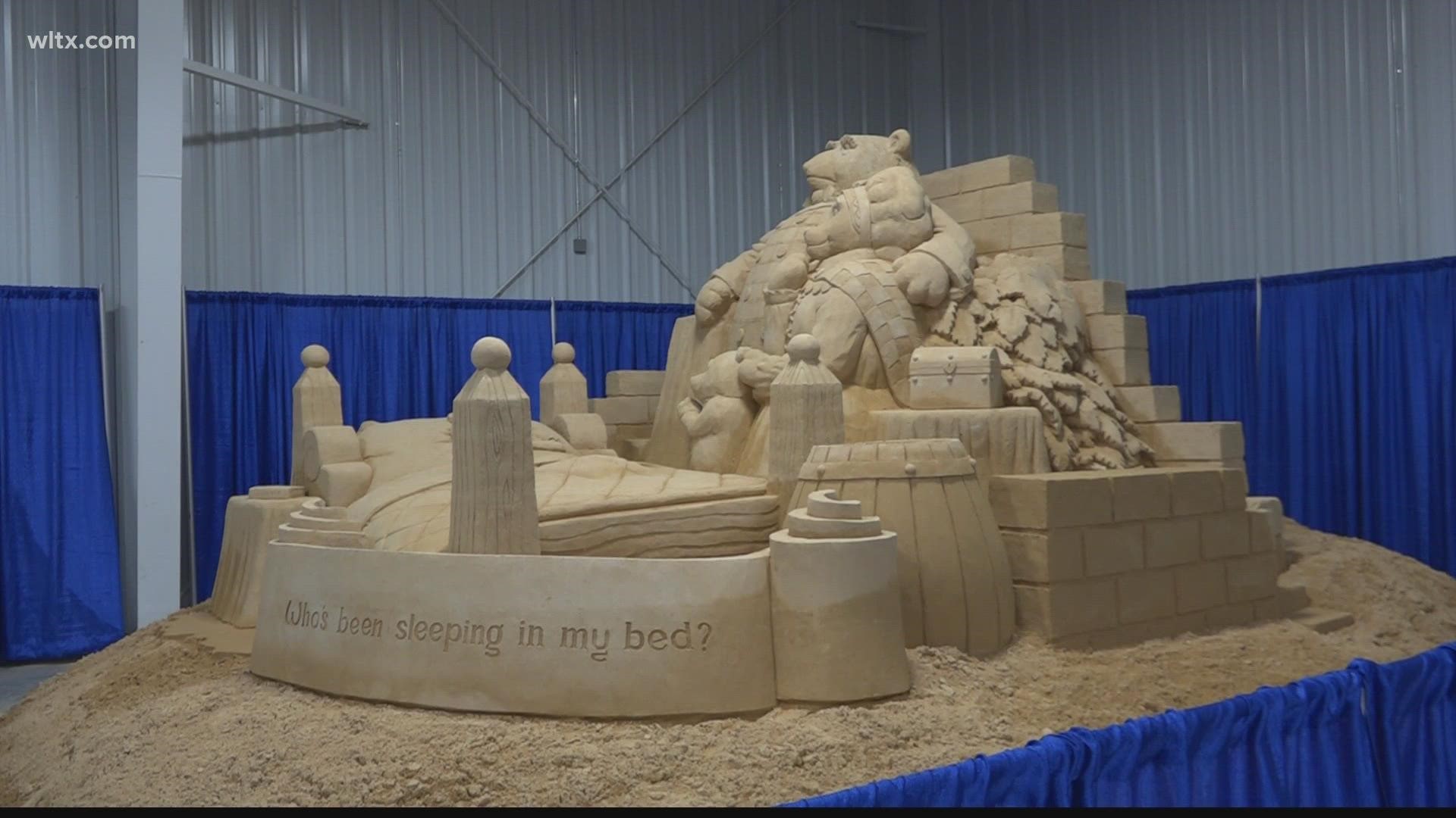 The sand sculpture at the State Fair is a fairy-tale this year of "Goldilocks and the Three Bears."