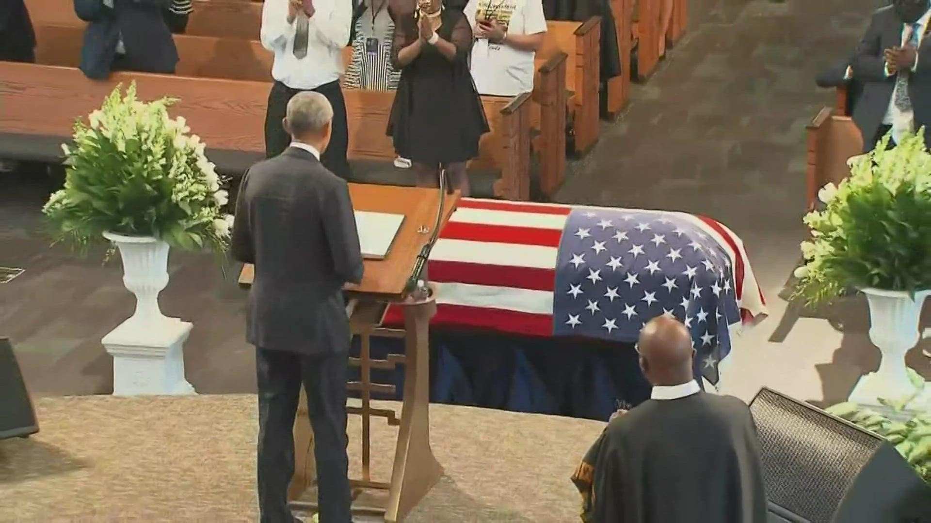 Former President Barack Obama delivered a rousing eulogy for the late Rep. John Lewis.