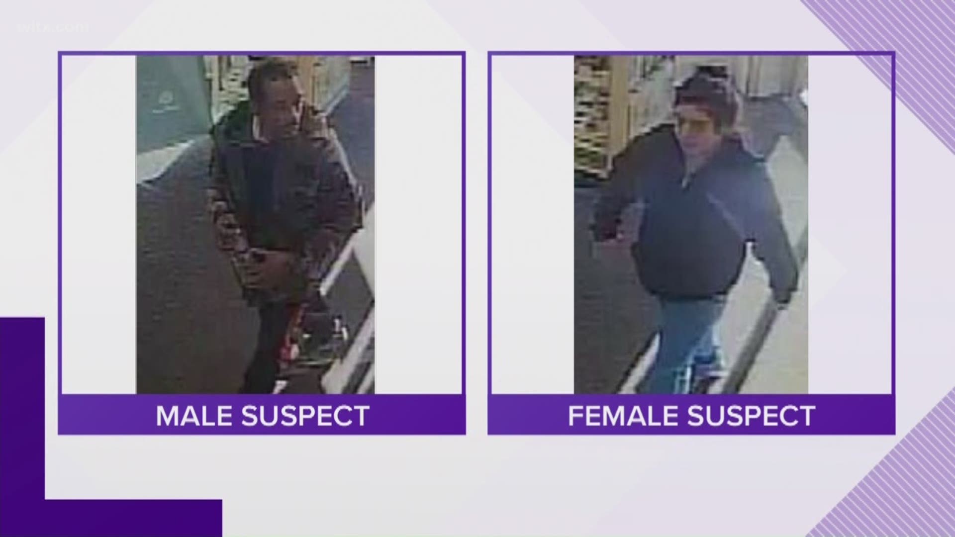 Columbia Police are looking for a couple of suspects they say stole an elderly woman's car keys