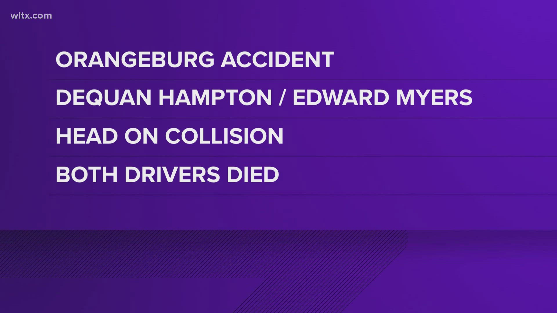 The victims are Dequan Hampton, 30, of Orangeburg and 66-year-old Edward Myers of Texas.