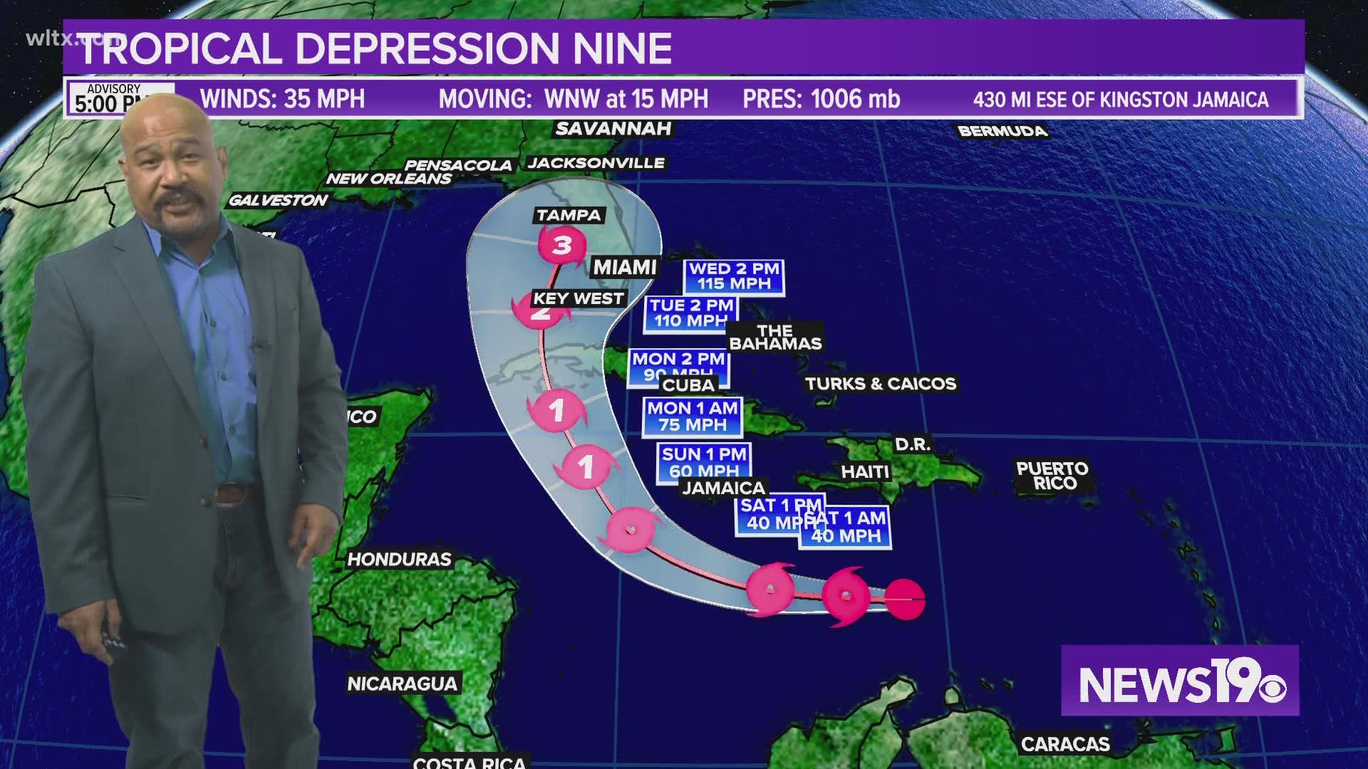 Tropical Depression 9 has formed and the storm could be a hurricane by next week, with Florida in its path.