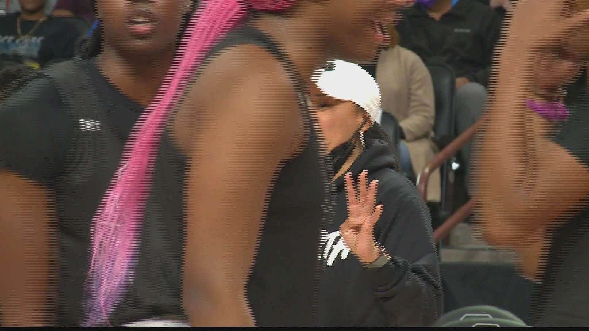 The South Carolina women's basketball team held an open practice with some entertainment mixed as part of its NCAA Selection Show watch party.