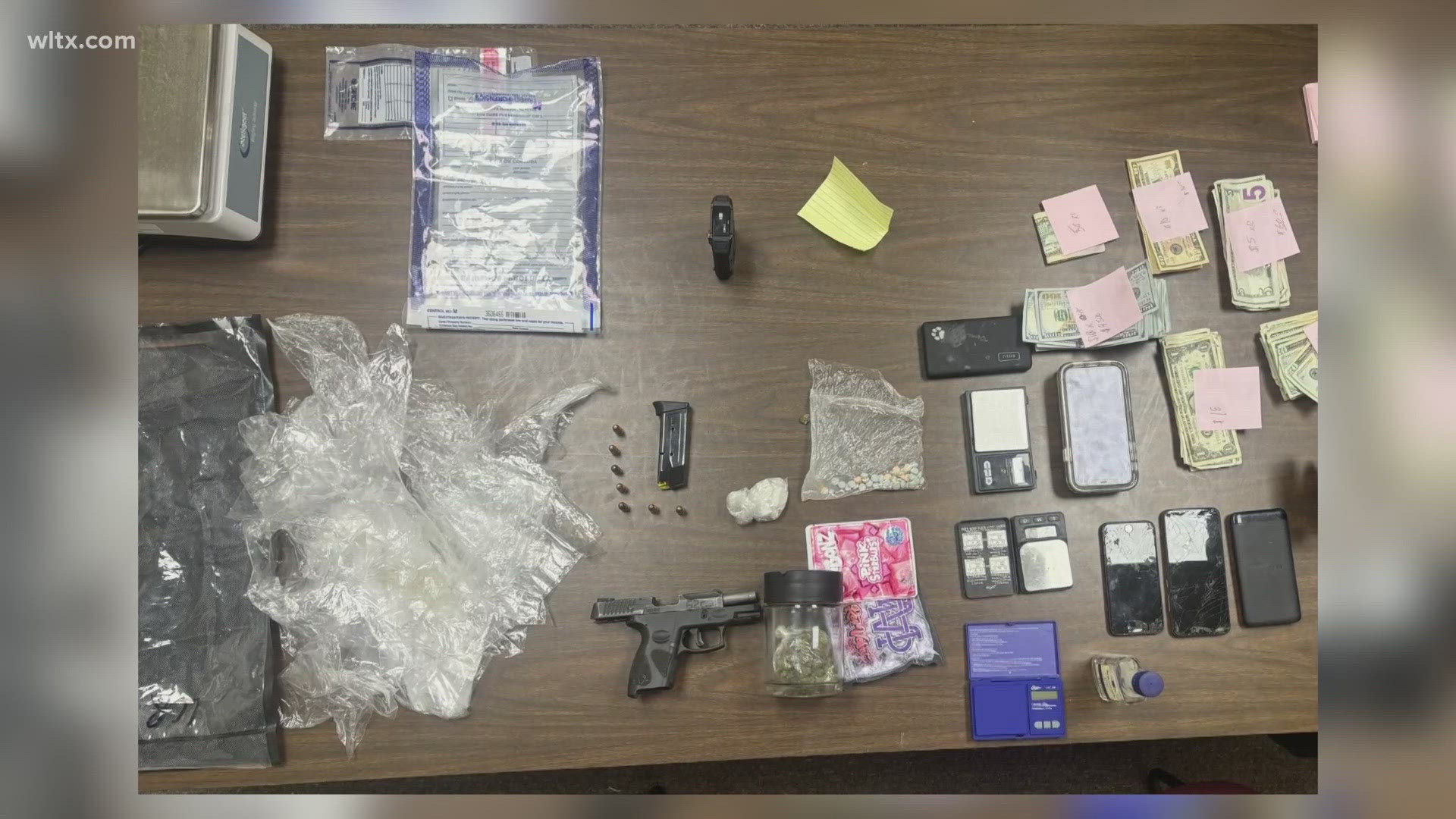 Quamaine Council, 21, was pulled over for a license plate violation and Orangeburg deputies found drugs, guns and money.