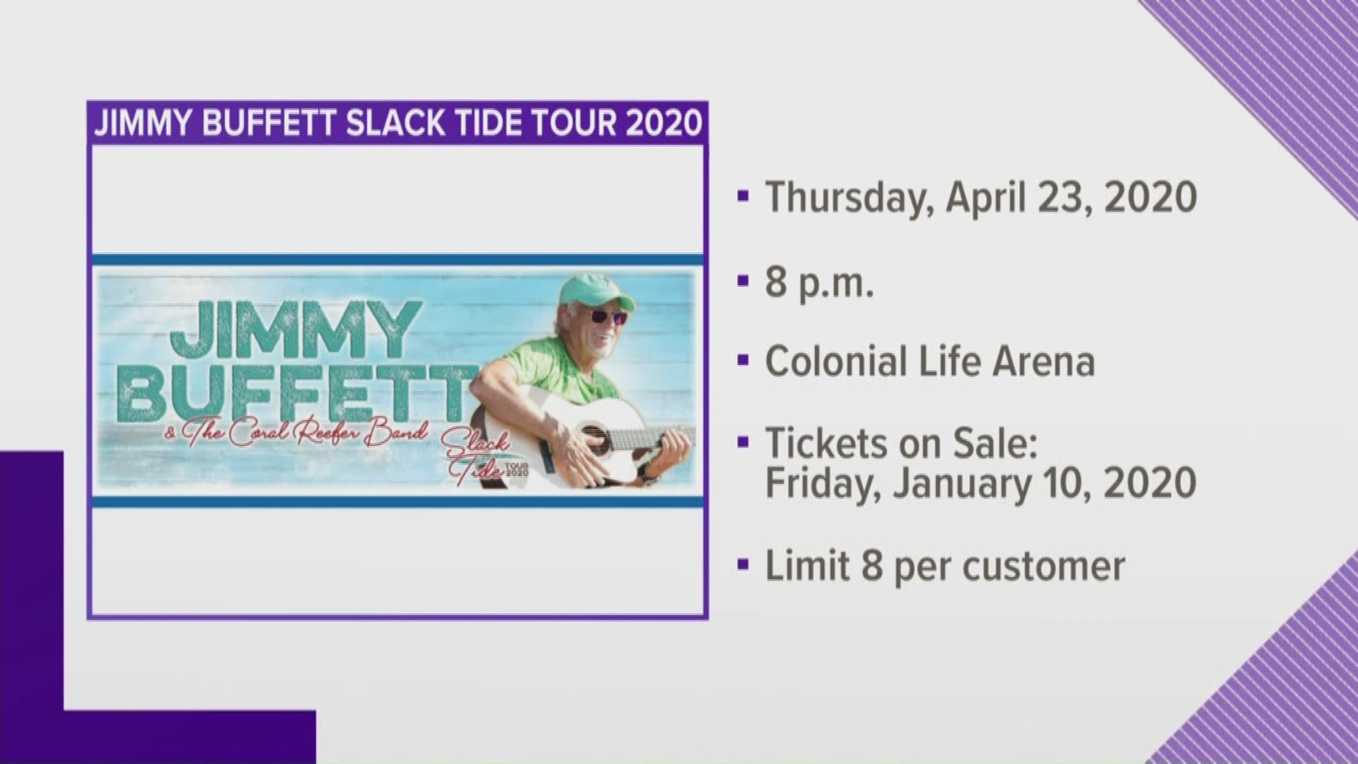 Jimmy Buffett to play Colonial Life Arena in April