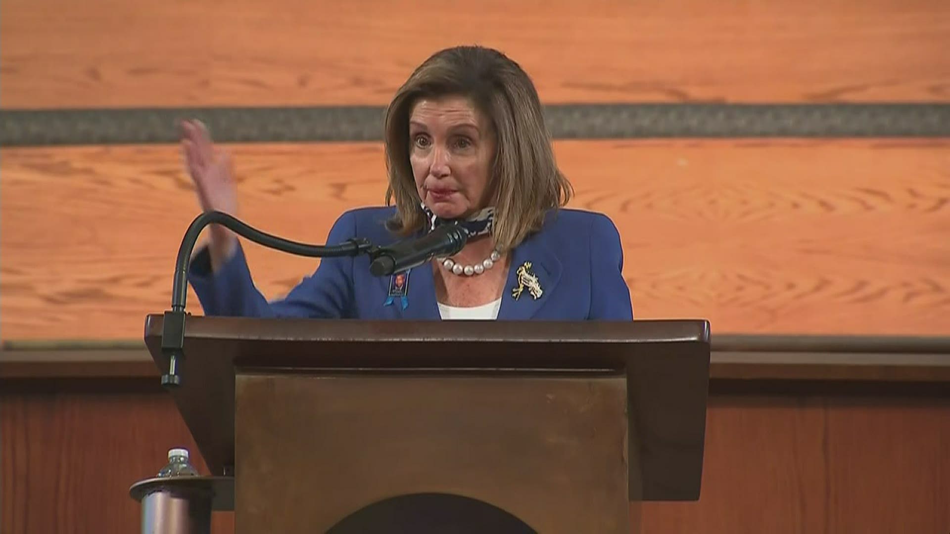 Rep. Nancy Pelosi spoke at the funeral for John Lewis on July 30.