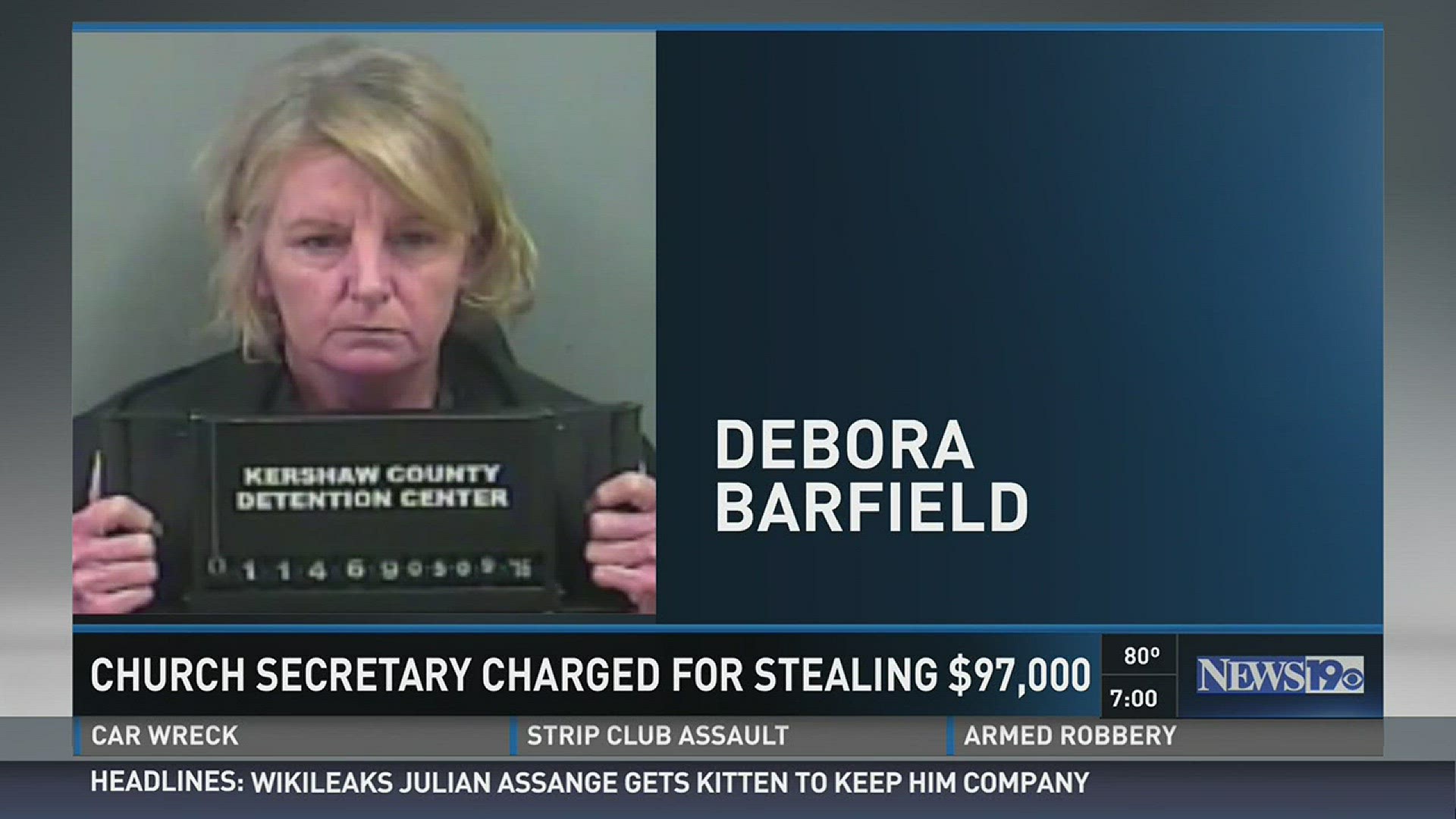 Church secretary charged with stealing $97K over a year from the church.