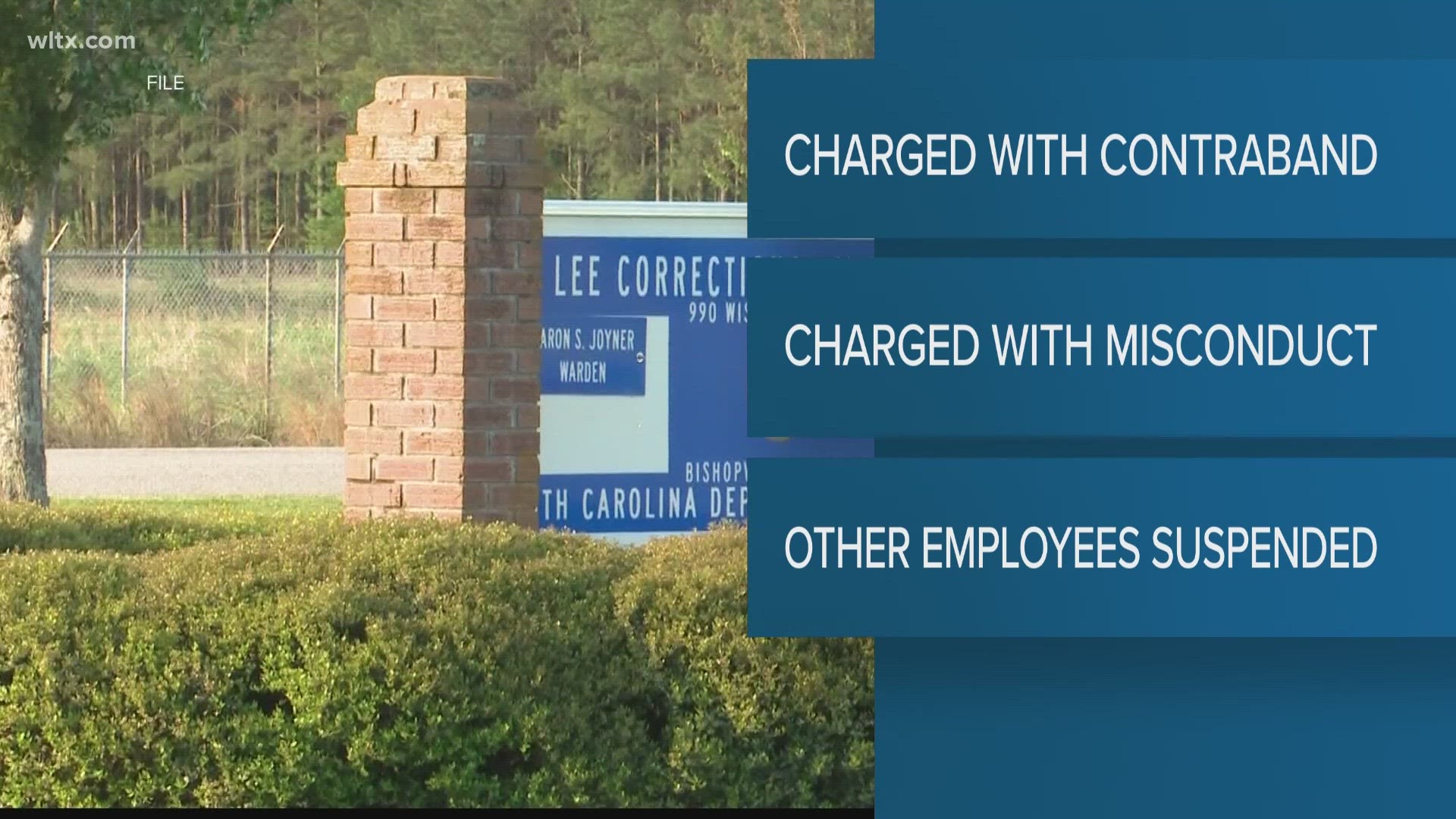 Two former corrections employees at Lee Correctional have been fired and arrested.