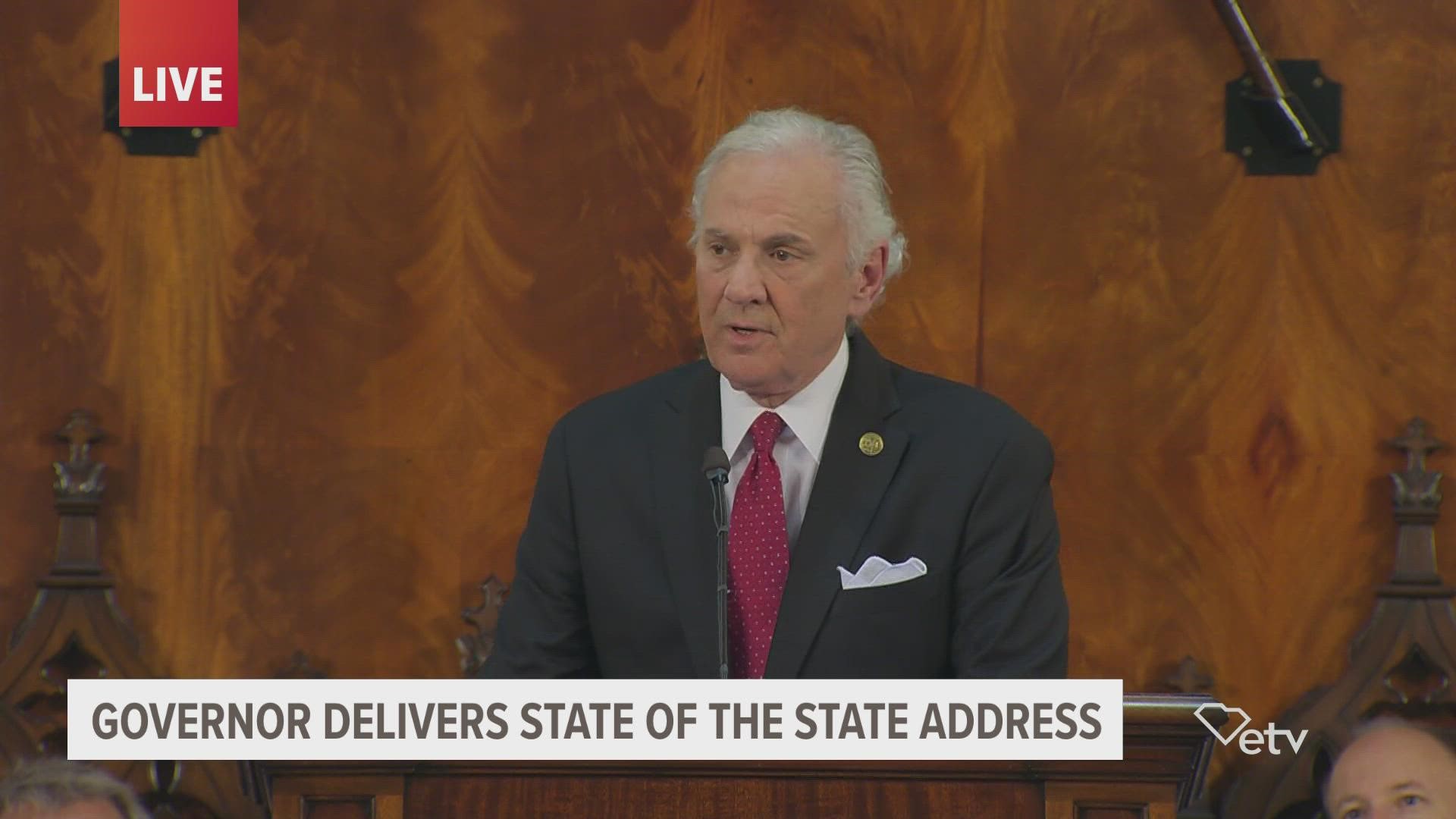 South Carolina Gov. Henry McMaster delivers his 2023 State of the State address.