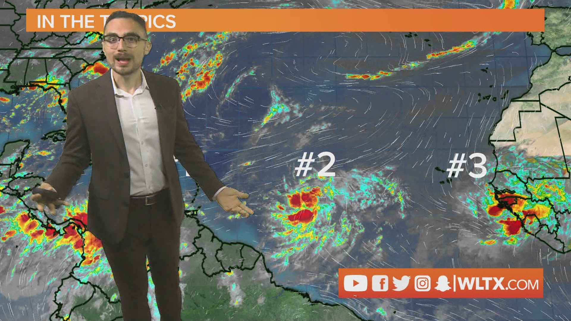 There are 3 disturbances to watch in the Tropical Atlantic this week. Meteorologist Alex Calamia explains where Laura or Marco could form in the next few days.