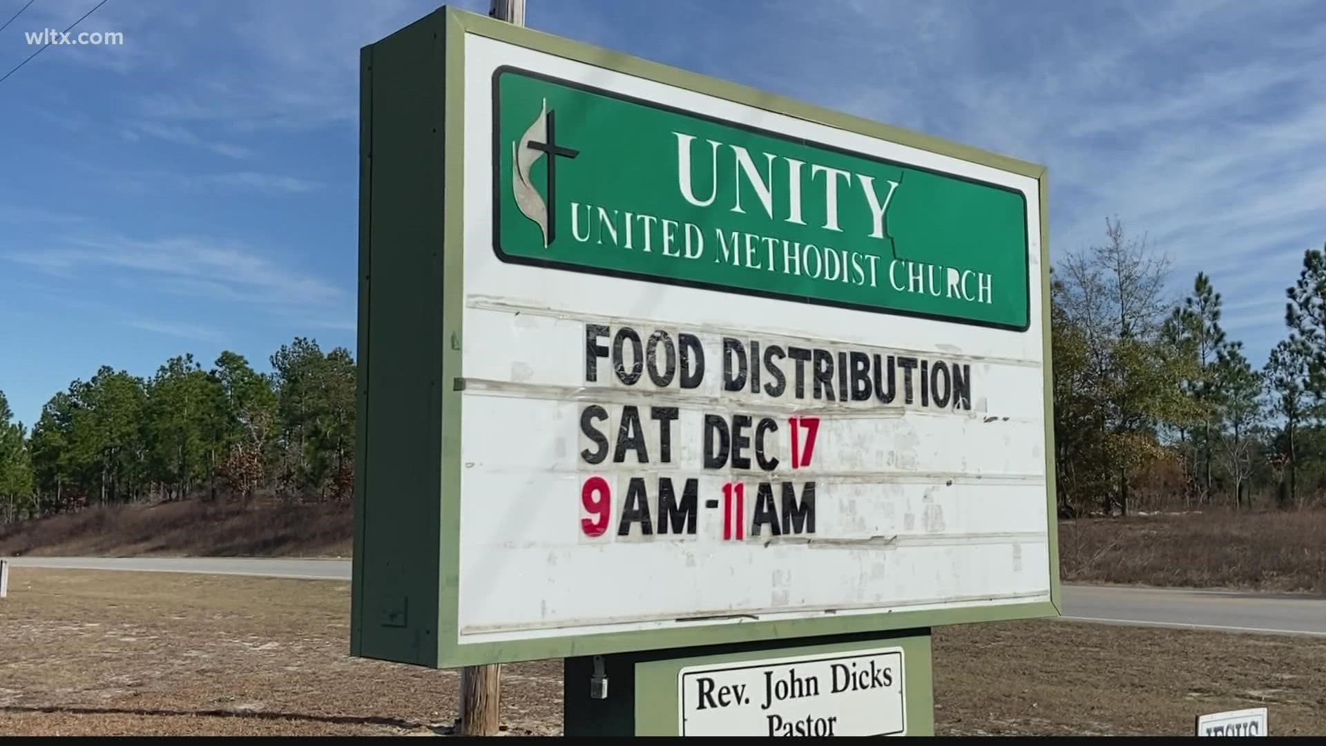 A church has partnered with United Way of Kershaw County to have a food pantry open once a month.