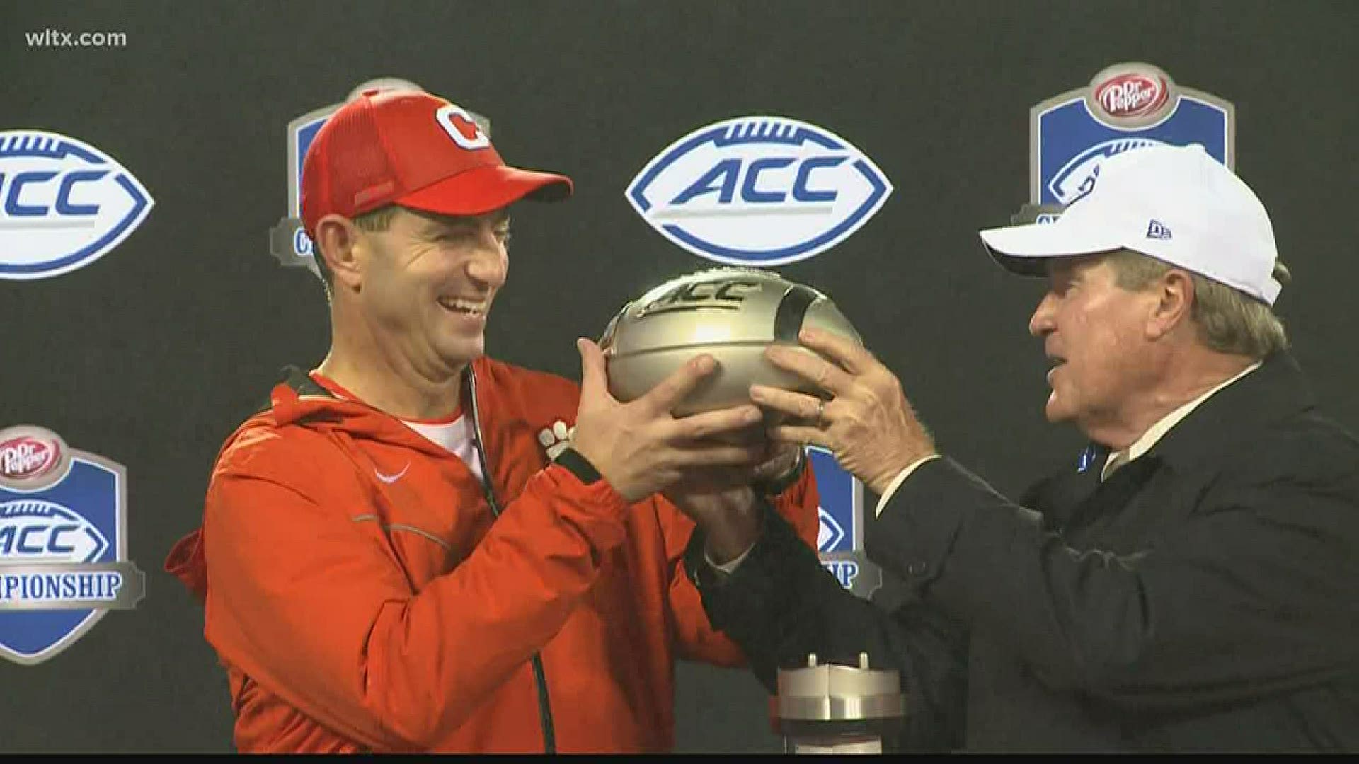 In Clemson's 5 straight trips to the CFB Playoff, ACC Commissioner John Swofford has been a part of the ride, handing the ACC Championship trophies to Dabo Swinney.
