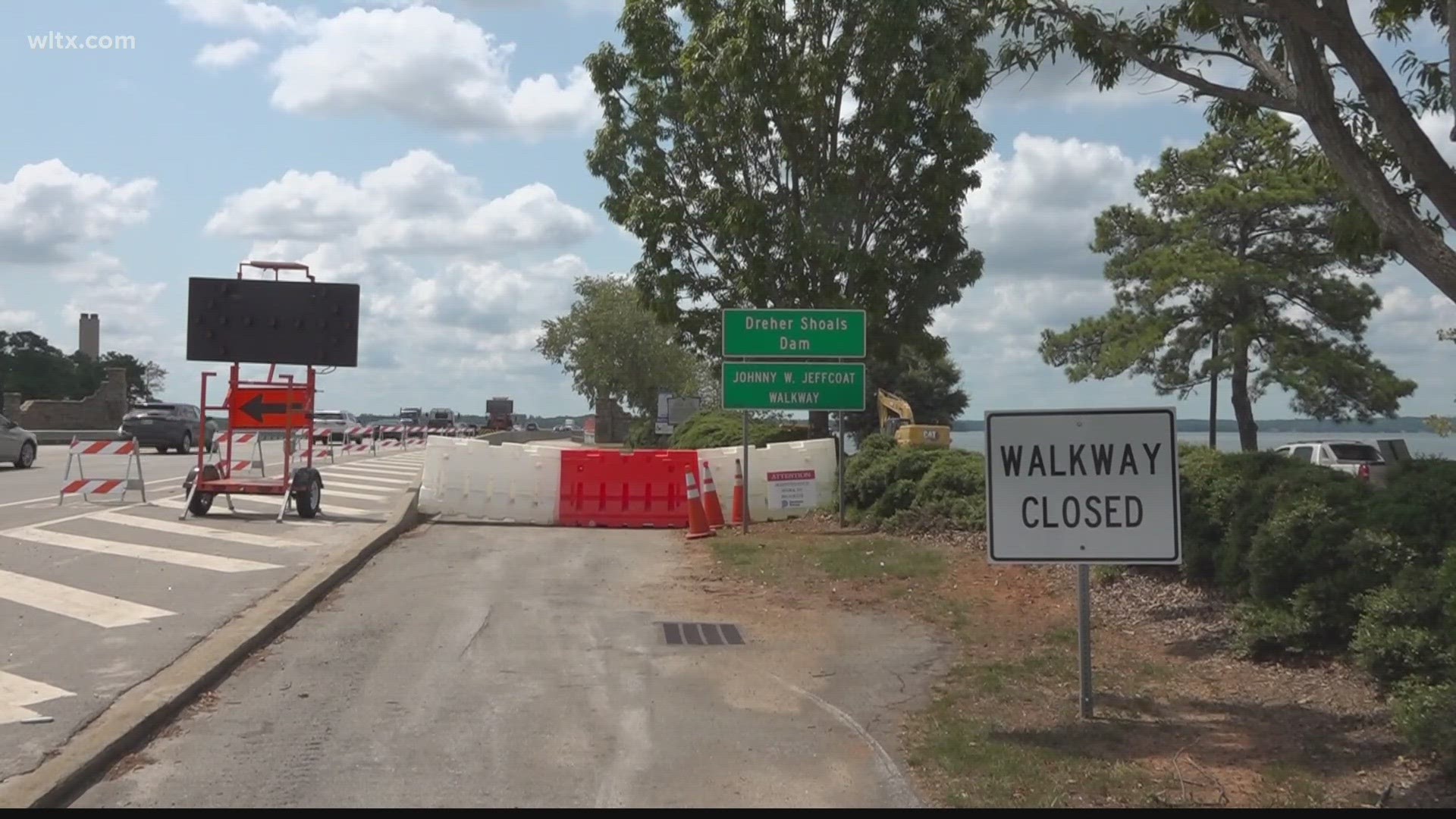 A small section near the Lake Murray dam is undergoing repairs after inspections revealed structural issues.