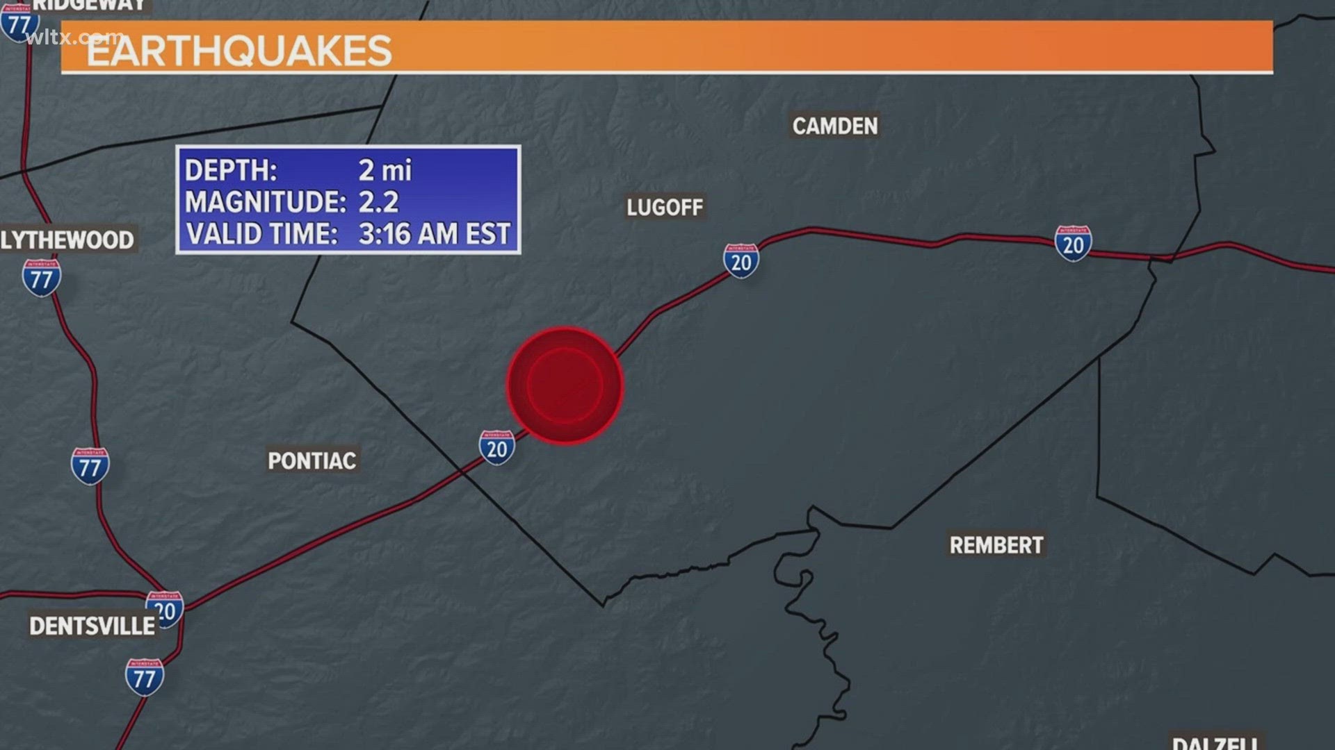 The 2.2 magnitude earthquake was about 3.5 miles east-southeast of Elgin in Kershaw County early Friday.