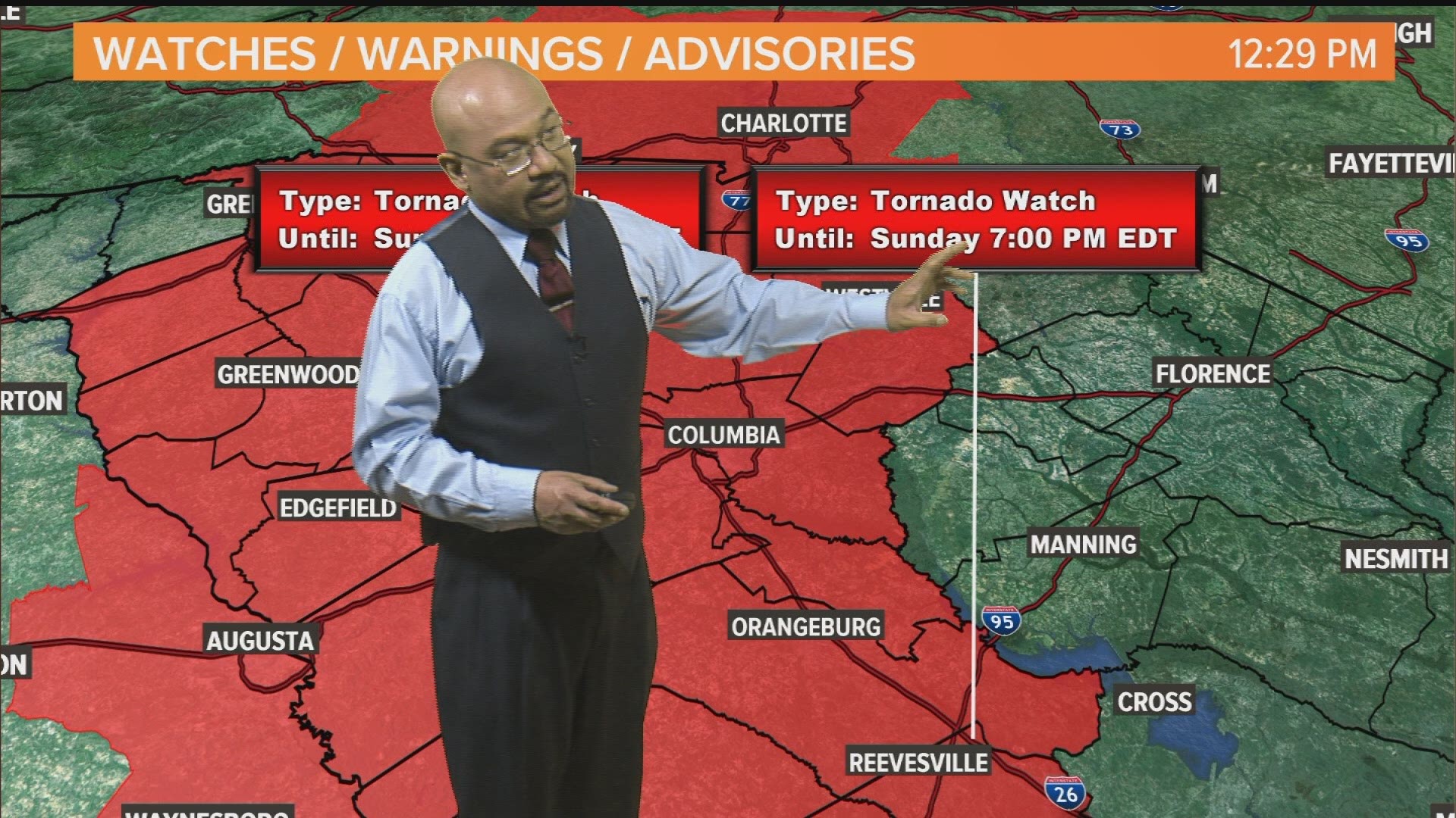 Tornado watch until 7 PM. Covering Lee Sumter and Clarendon counties are not within the watch.