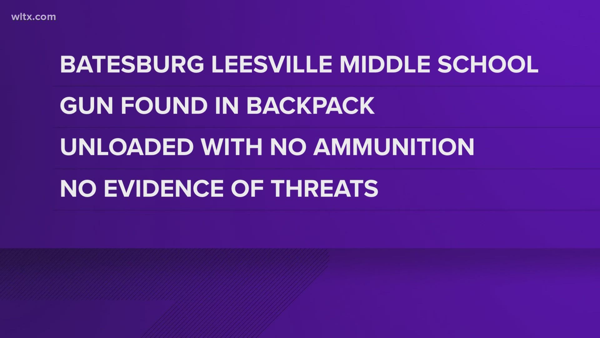 The student was carrying the gun in a backpack at Batesburg-Leesville middle school.