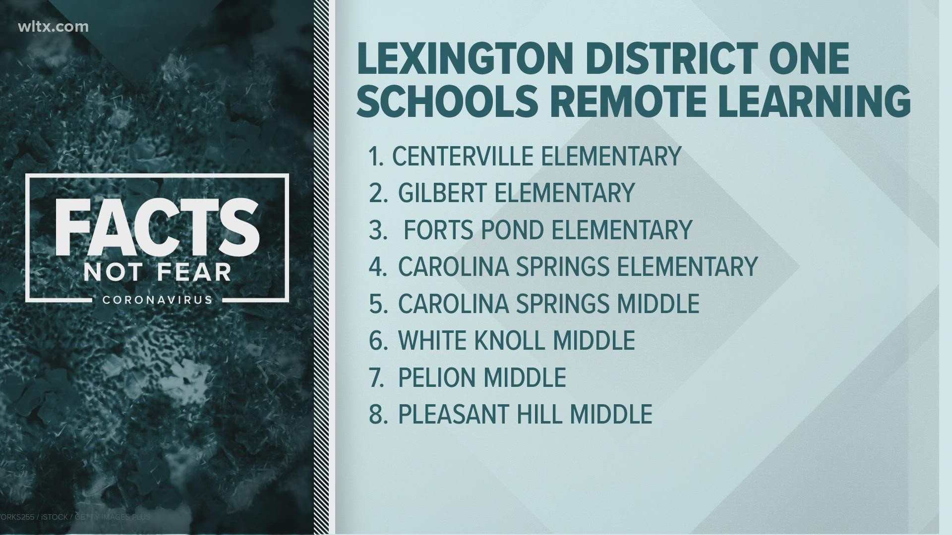 A total of eight Lexington One schools are now on e-learning due to a rise in COVID cases and resulting quarantines.