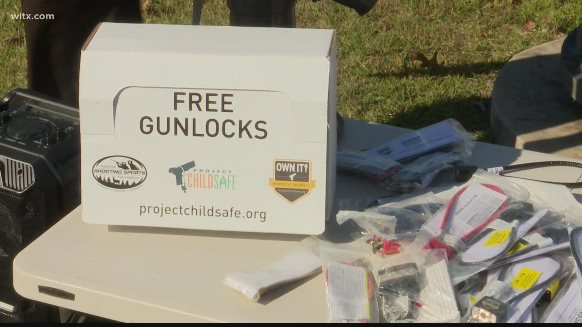 Free gunlocks were handed out at the rally.