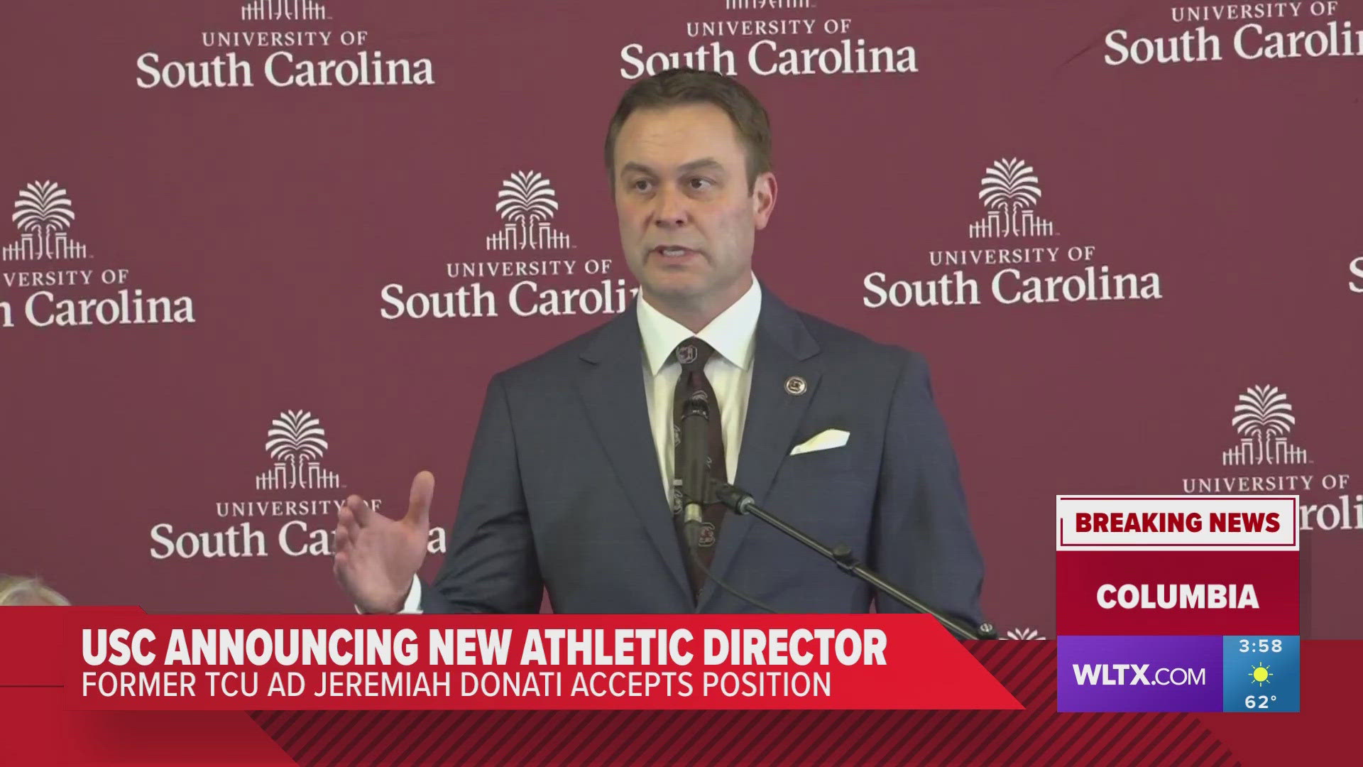 The University of South Carolina has introduced Jeremiah Donati as its new athletics director.