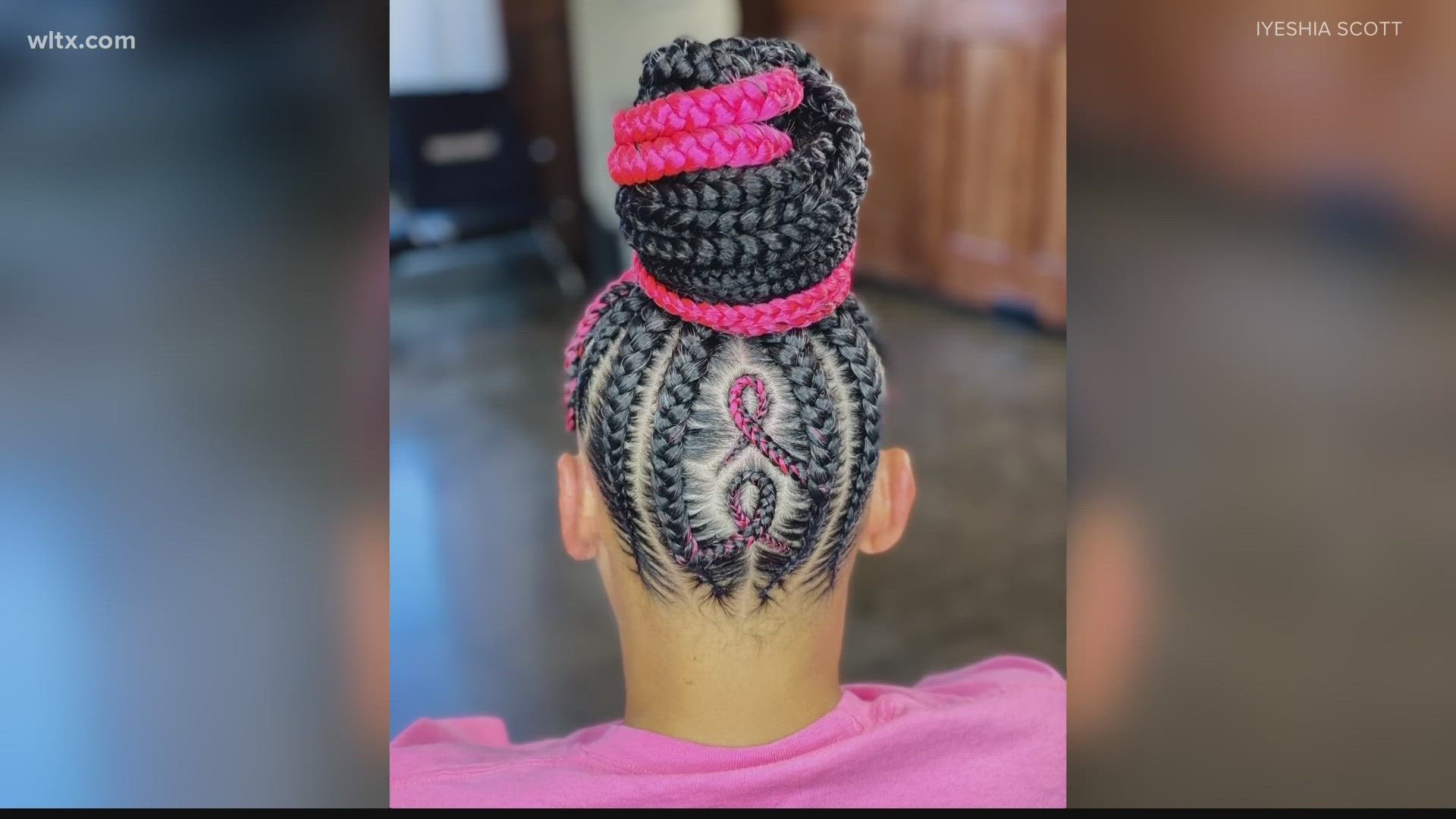One Sumter woman has been braiding hair and for the last three years styling her client's hair in a way that highlights the pink ribbon.