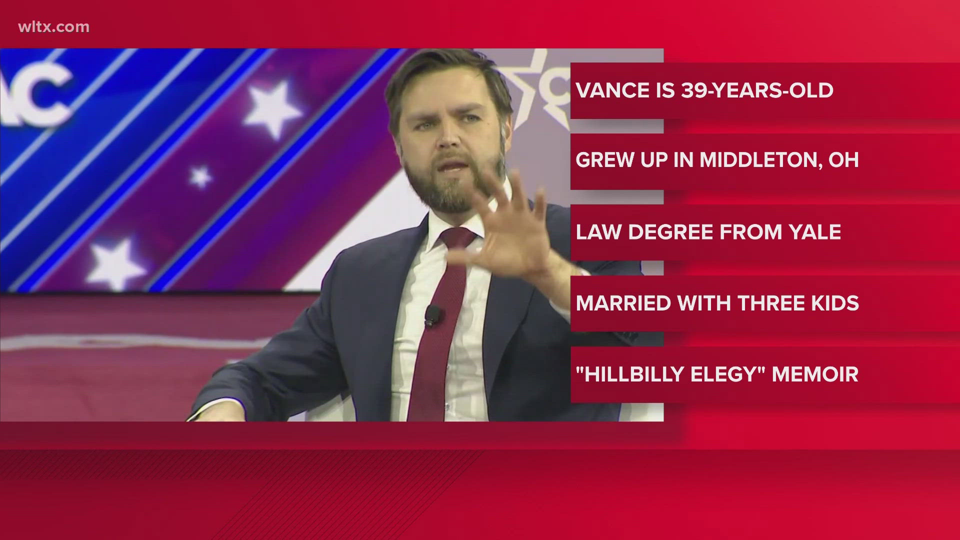 J.D. Vance, 39, wrote "Hillbilly Elegy" about his life growing up in Ohio.  Married, three kids.