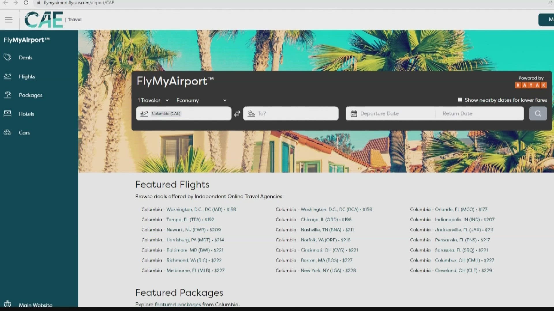 Visitors can search and book flights directly from CAE's website, part of the new services offered as part of the airport's expansion