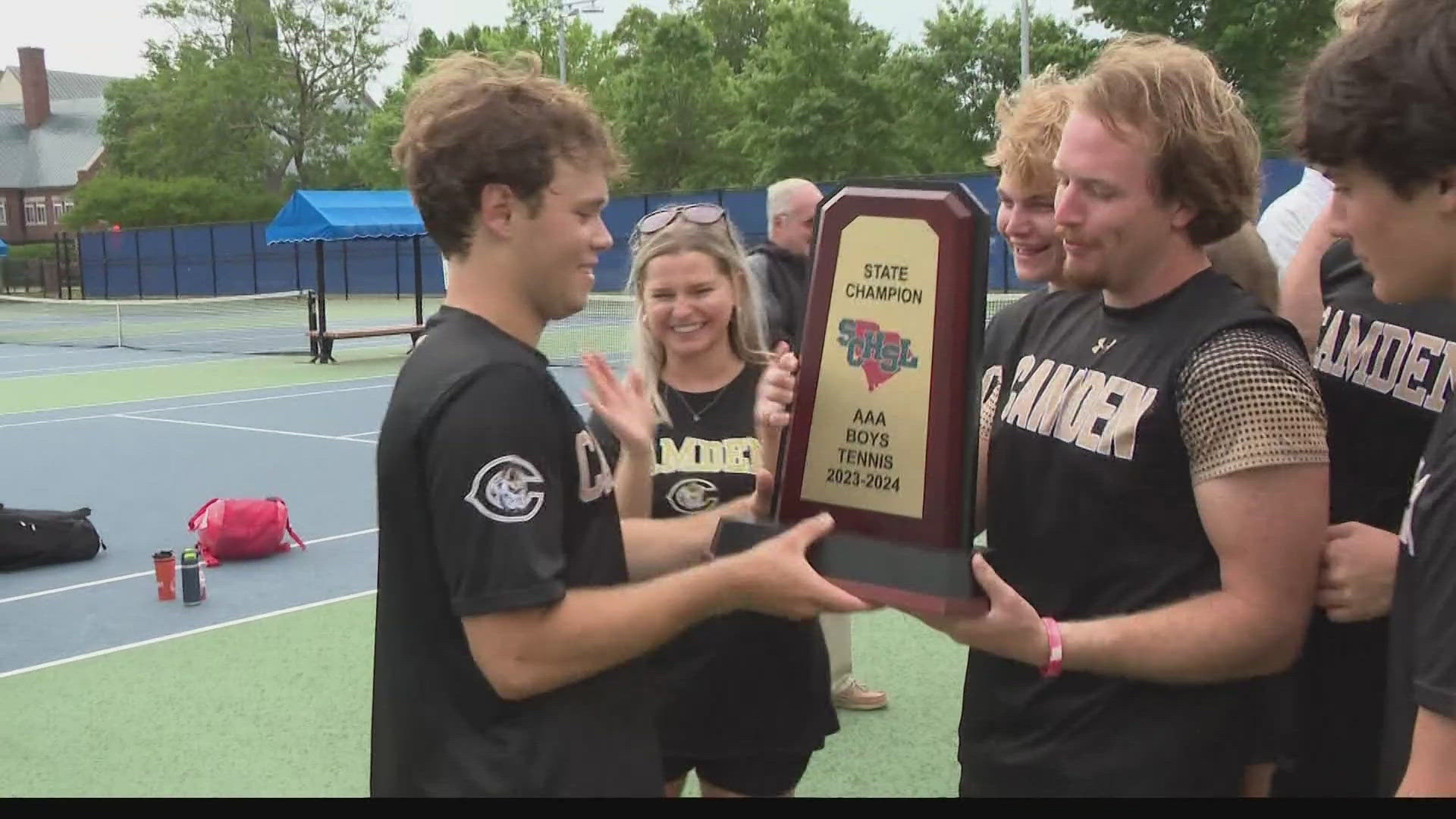 Highlights from the 3A state tennis championship match between Camden and Daniel. The match started in Florence but was completed in Columbia.