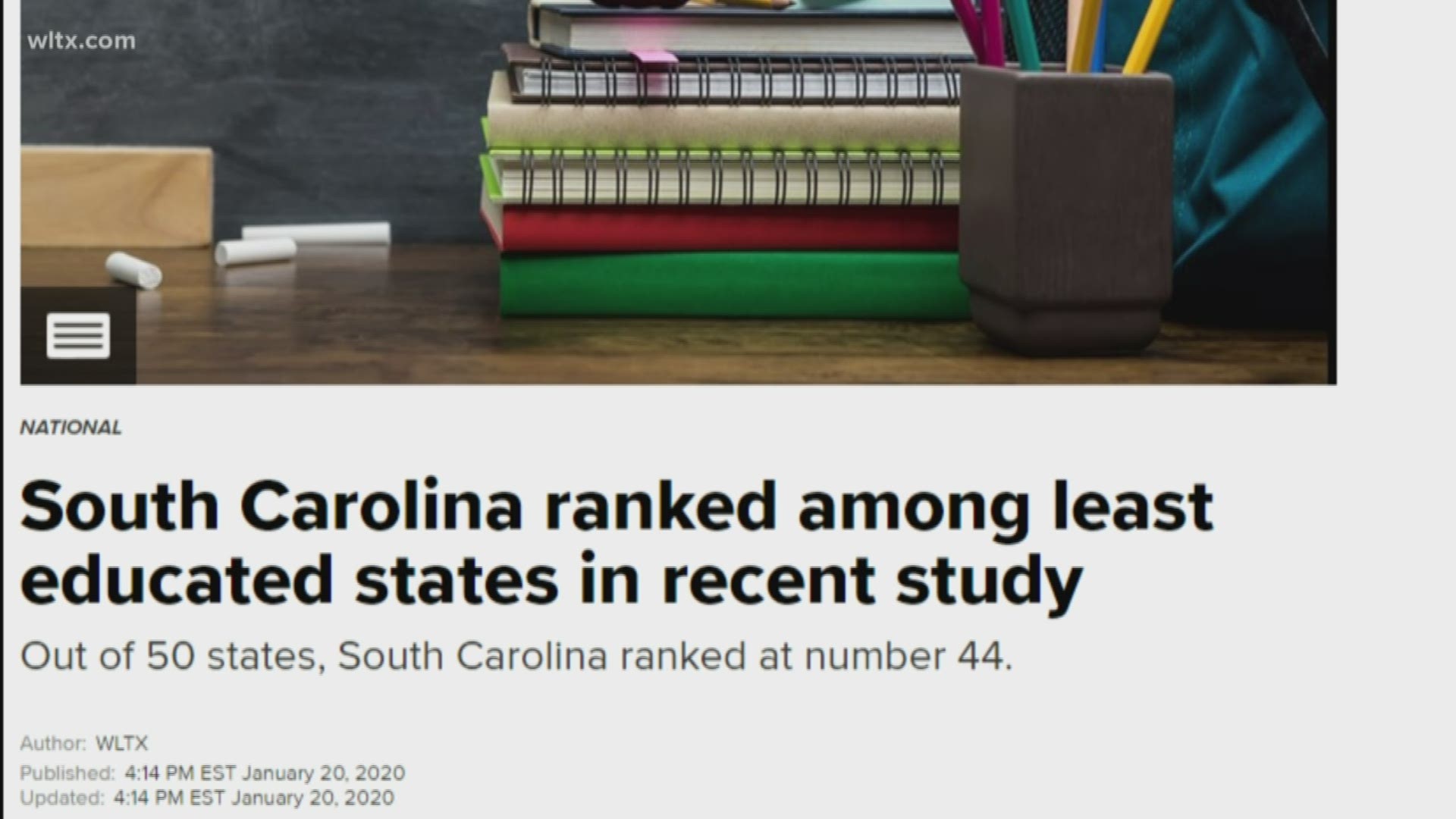 Out of 50 states, South Carolina ranked at number 44.
