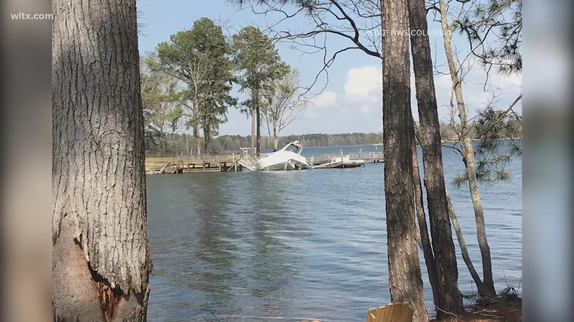 Photos from the National Weather Service say the tornado formed over Lake Murray near Dreher Island.  It caused tree damage near Estate Drive in Chapin. 