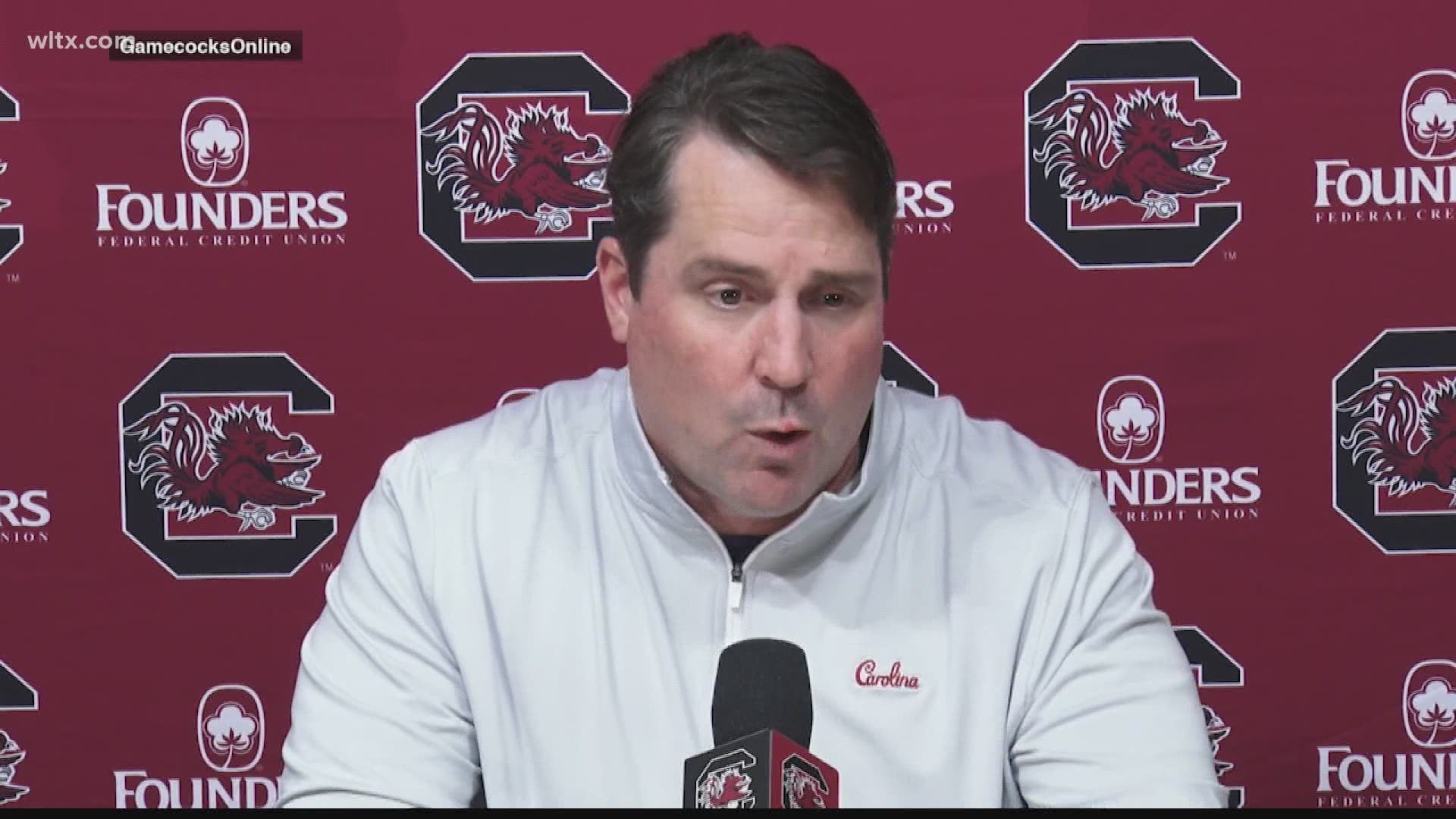 Gamecock head football coach Will Muschamp speaks at his weekly news conference. The topic of that well-documented final drive in Gainesville was discussed.