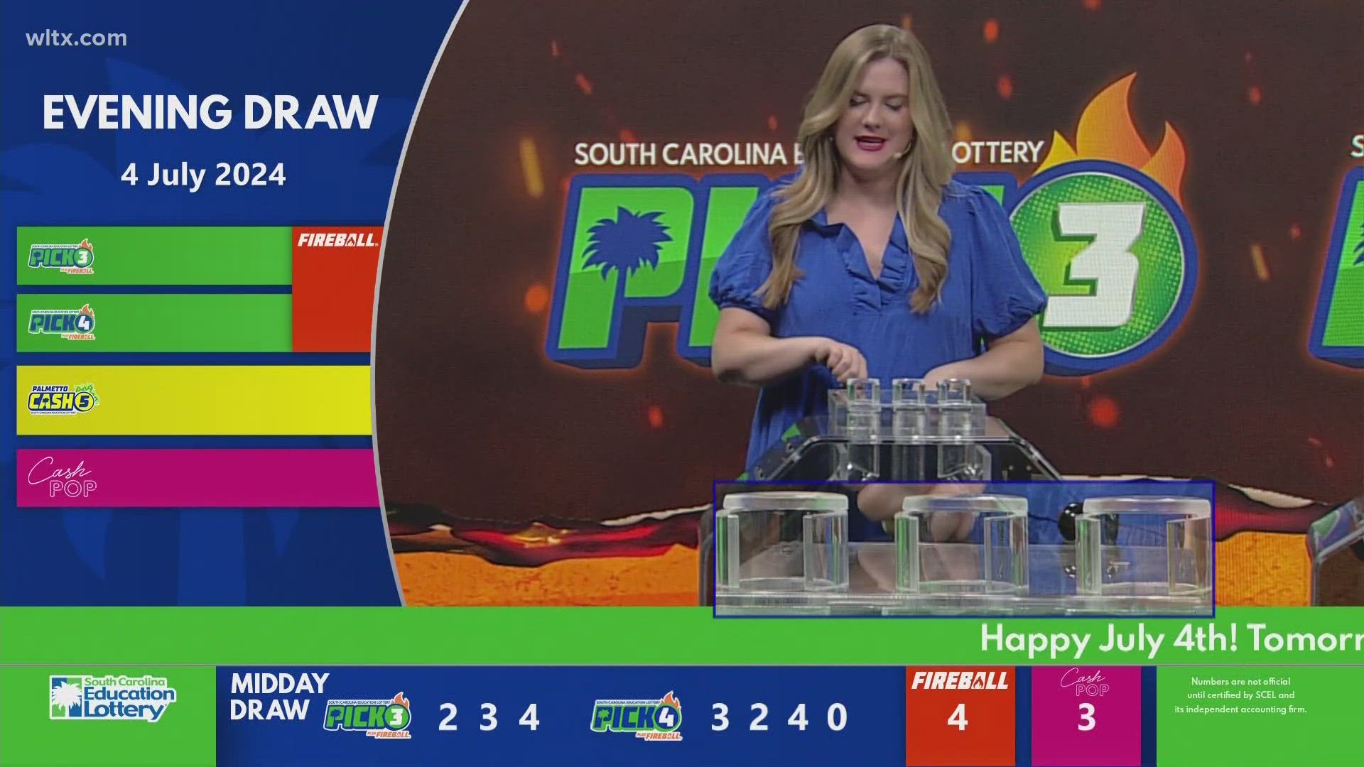 Here are the SC evening winning lottery numbers for July 4, 2024.