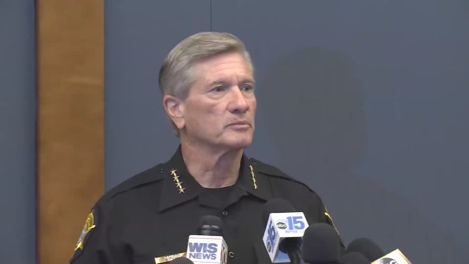 Sheriff Leon Lott said dozens of guns were found in the home of the man charged with shooting seven South Carolina officers.