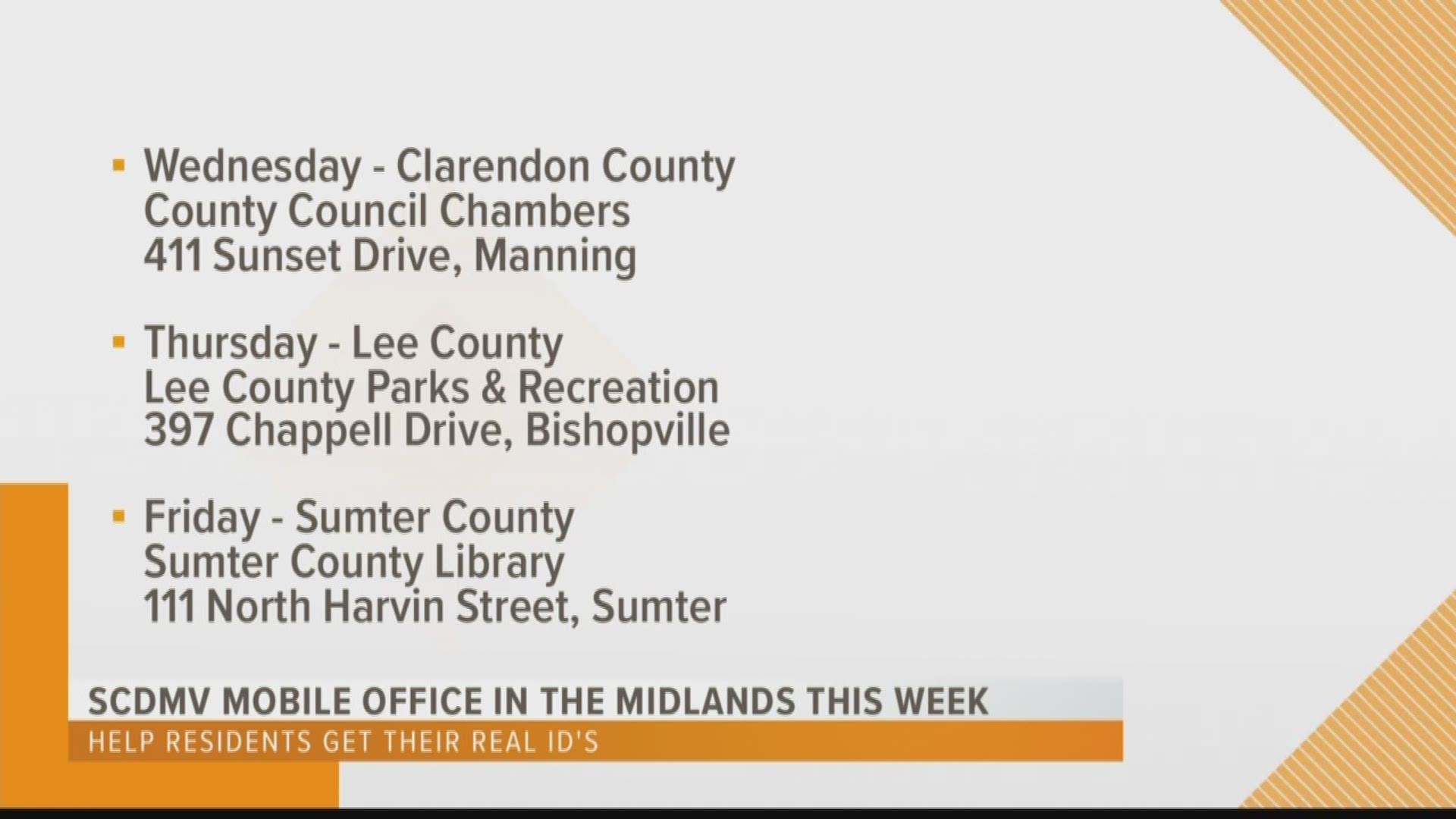 If you are looking to upgrade to the new Real ID, the SCDMV will have their mobile unit in the Midlands beginning February 12, 2020.