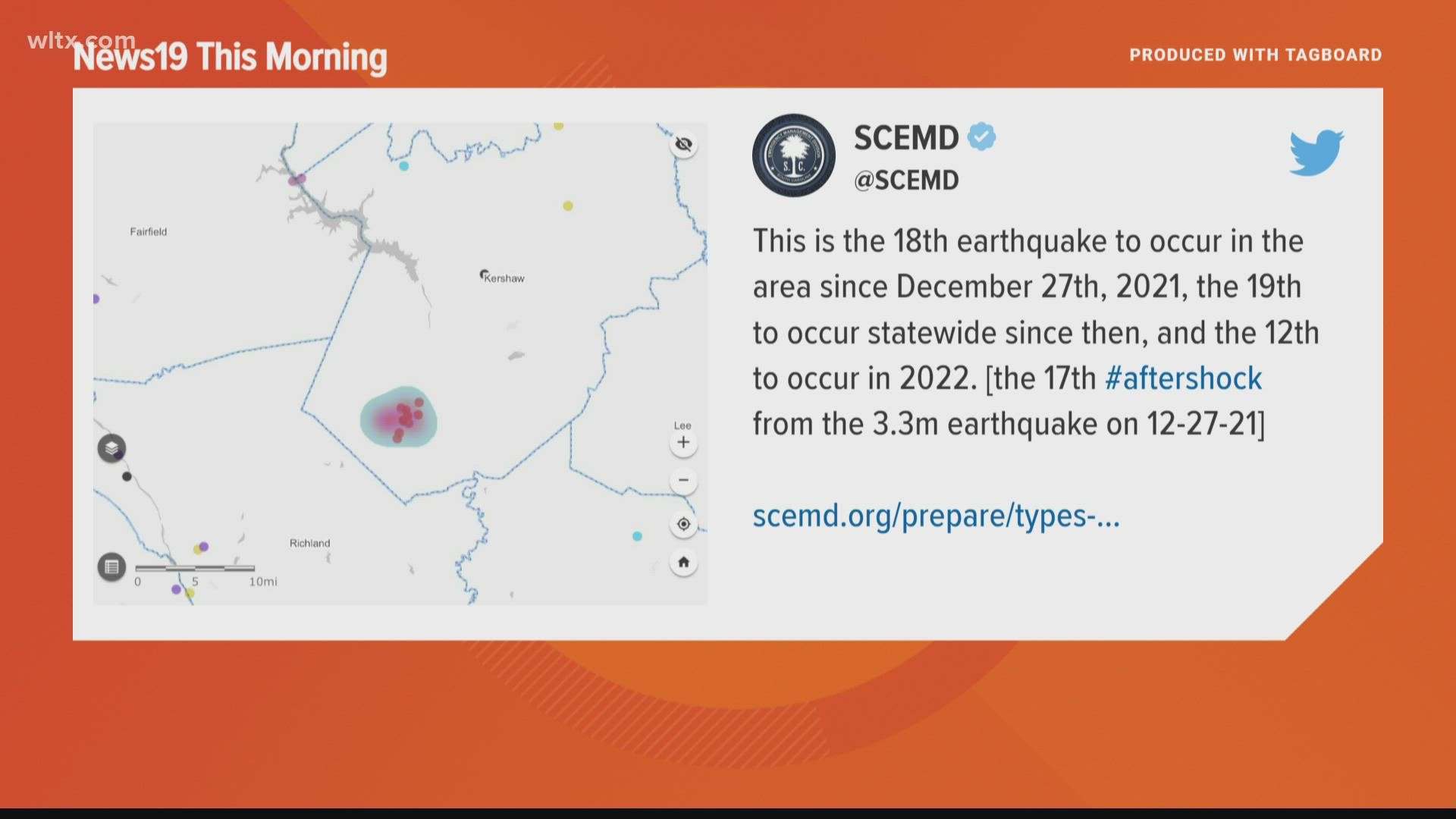 This is the 18th earthquake to occur in the area since Dec. 27, 2021, and the twelfth to occur in 2022, according to SCEMD.