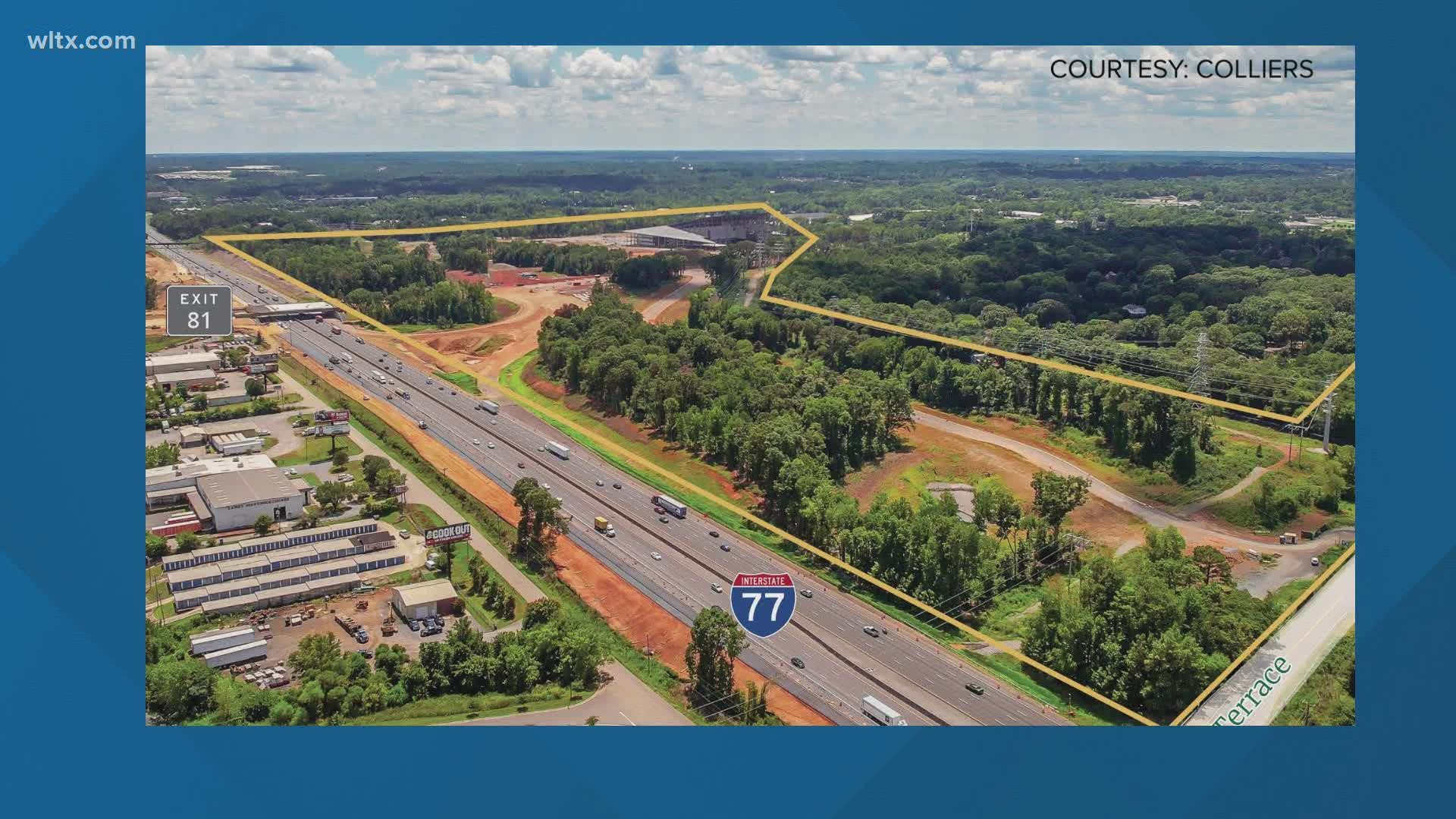 The Colliers commercial real estate firm has listed the land, named "Rock Hill Overlook," as a mixed-used development site.