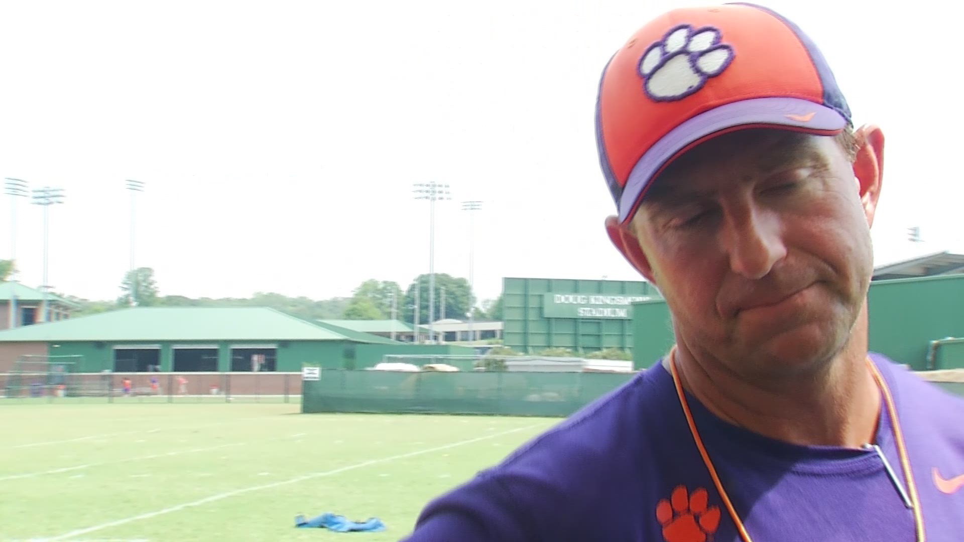 Clemson head football coach Dabo Swinney reacts to the preseason AP Top 25 which has the Tigers on top for the first time ever.