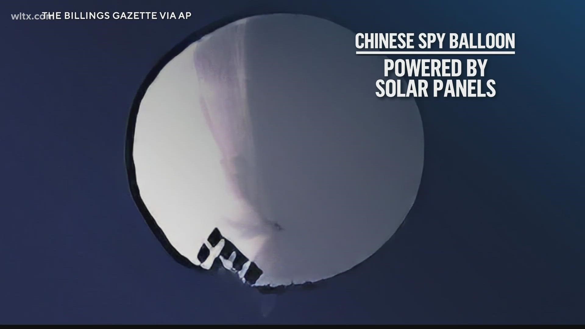 A suspected Chinese spy balloon drifting across the U.S. is carrying a payload of cameras and antennas as big as two or three school buses.