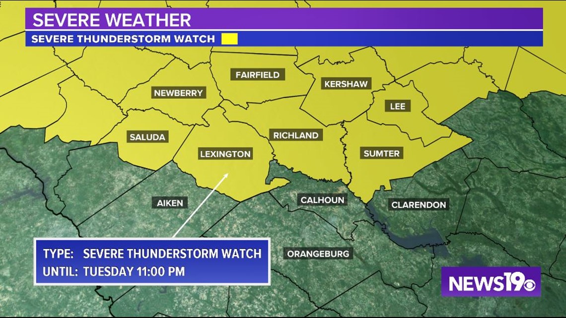 Severe thunderstorm watch for most of Midlands | wltx.com