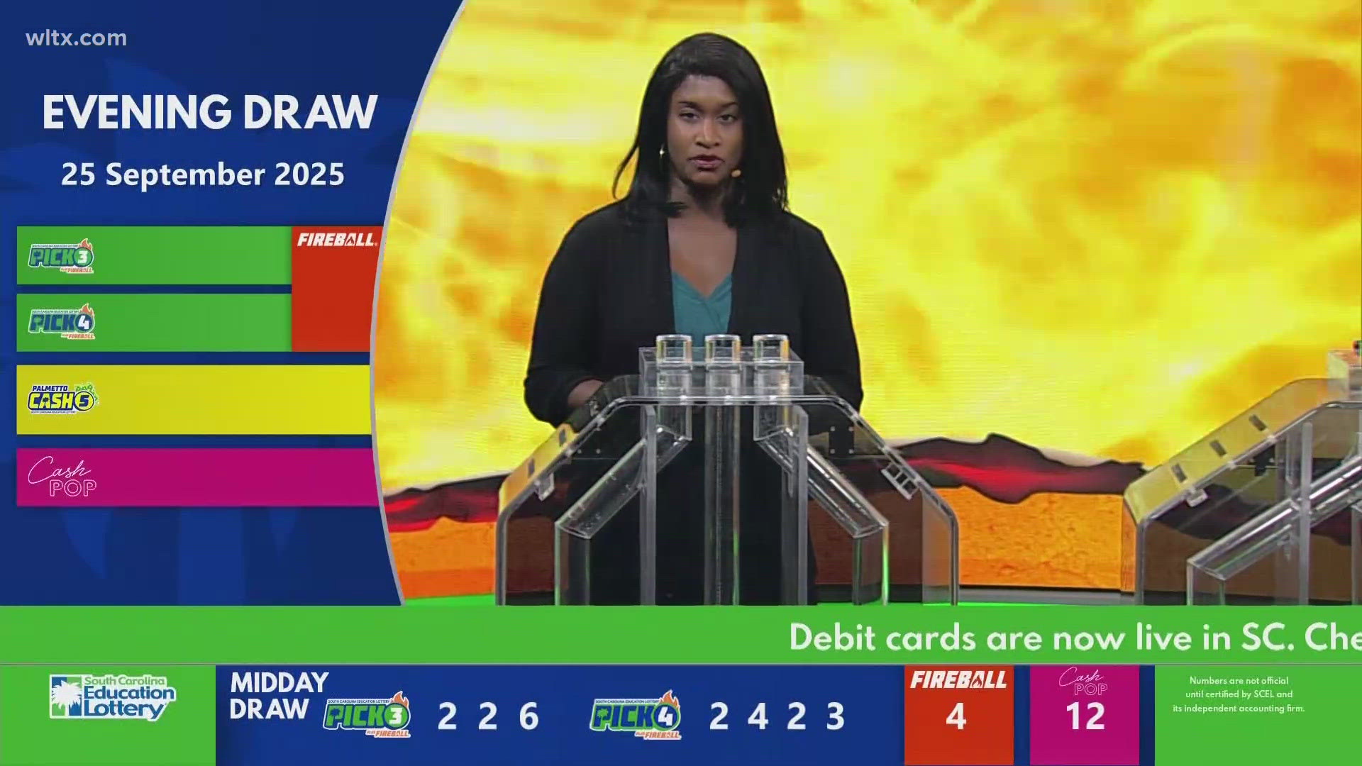 Evening SC Winning Lottery Numbers For Sept 25 2025 Wltx Com 32a61805 476e 42d7 900f 1920x1080 